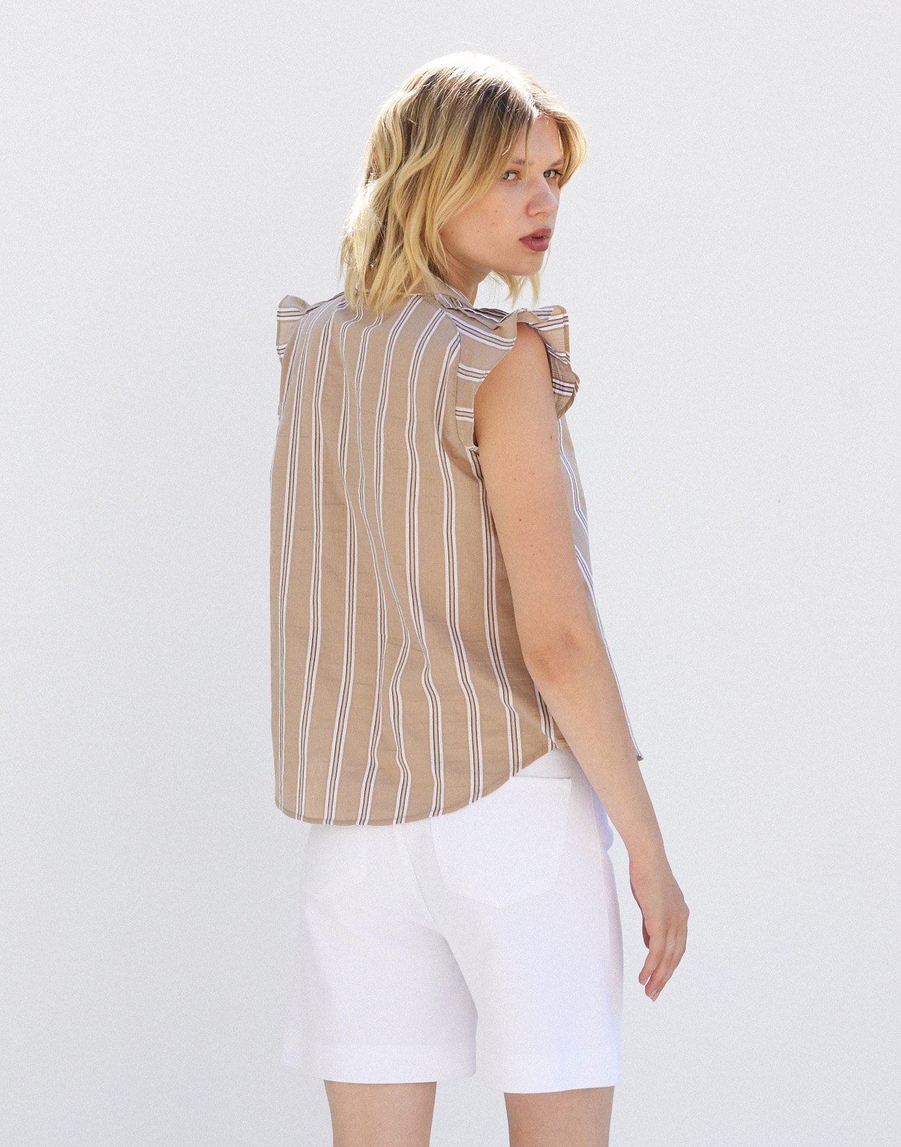 Striped blouse with pleats