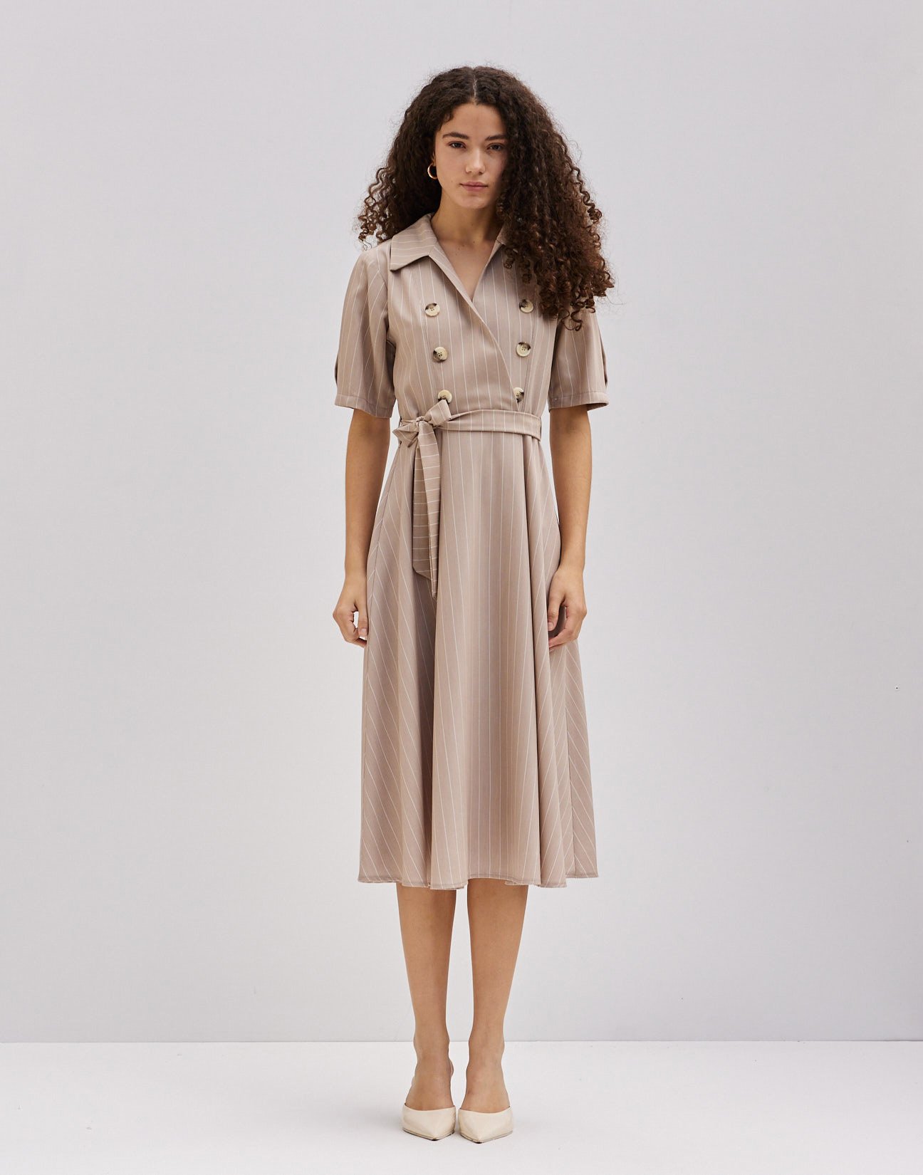 Pinstripe dress with collar