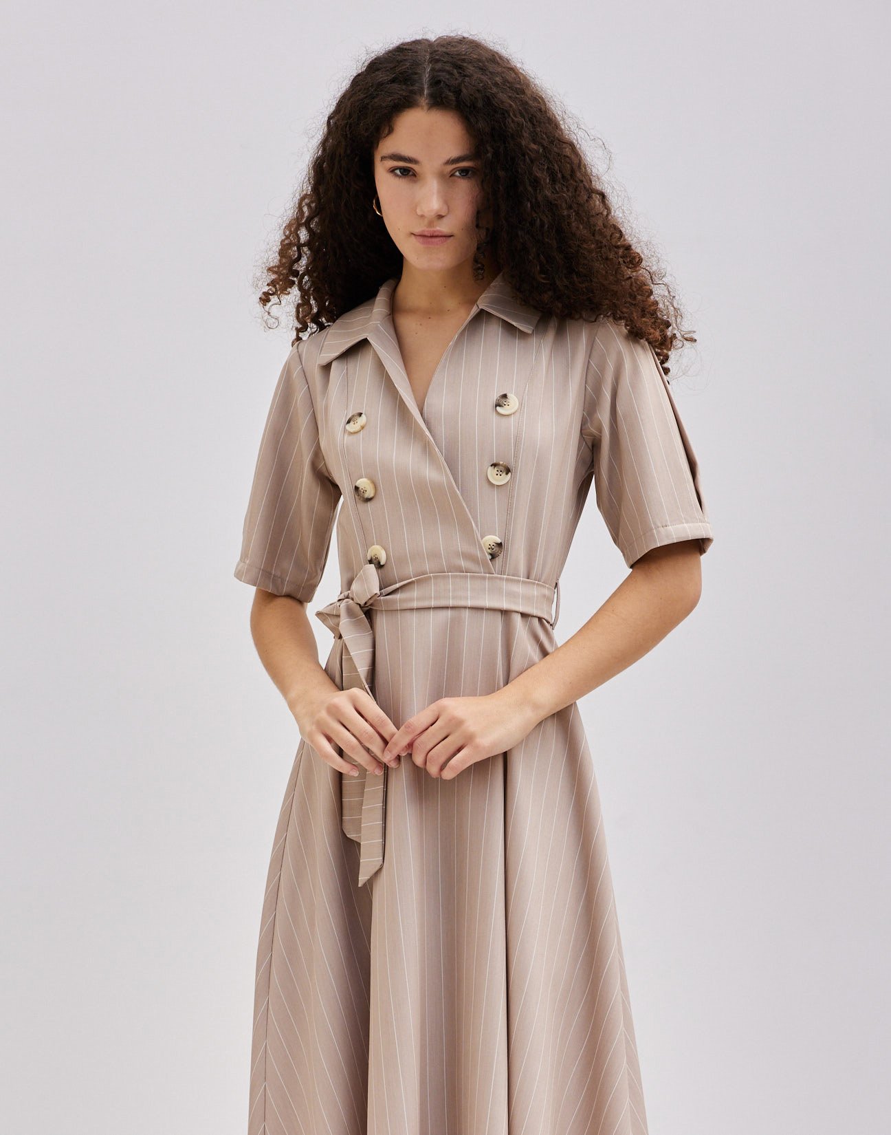 Pinstripe dress with collar