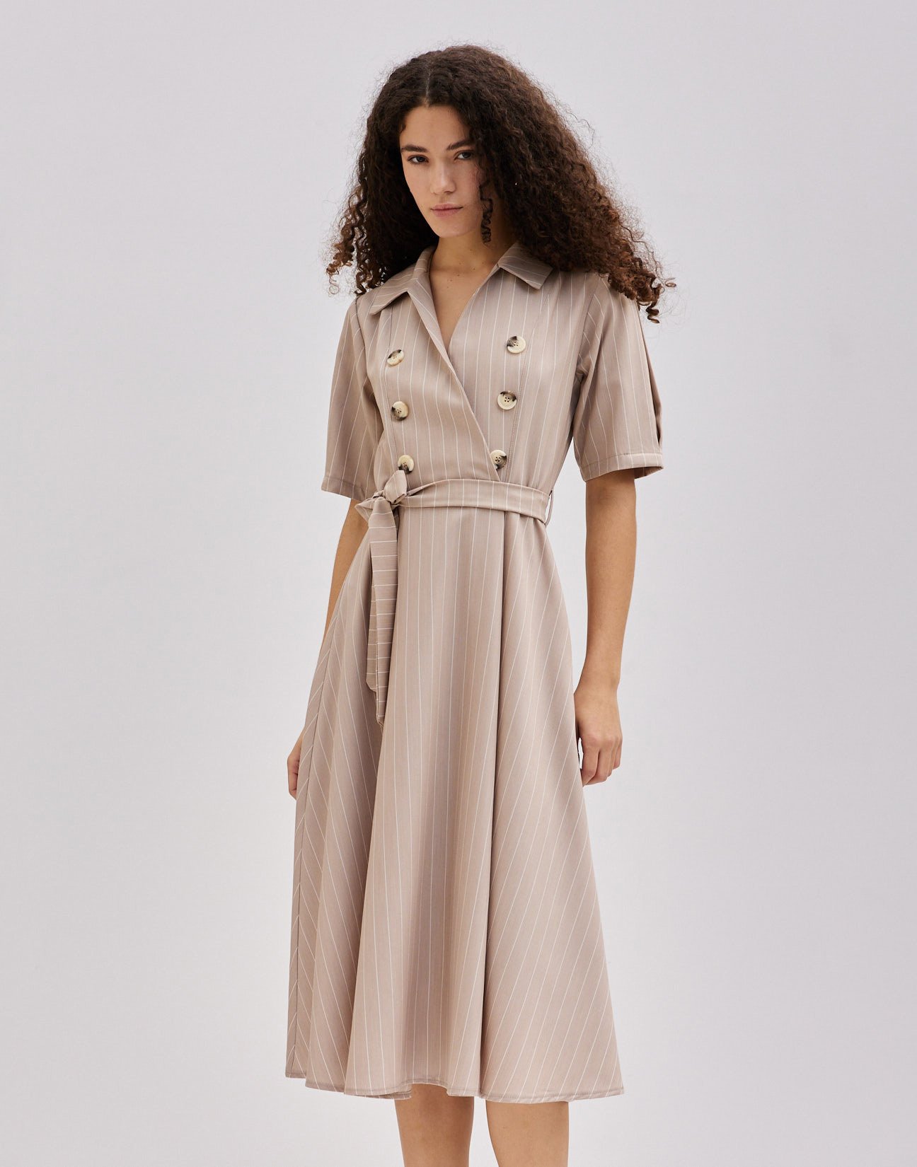 Pinstripe dress with collar