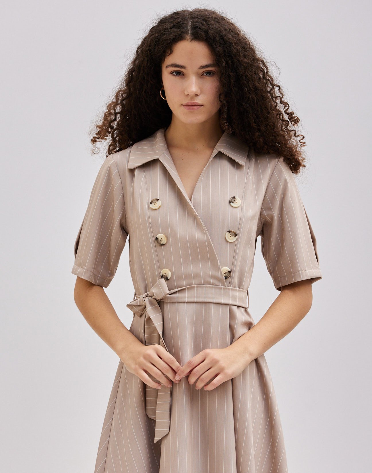 Pinstripe dress with collar