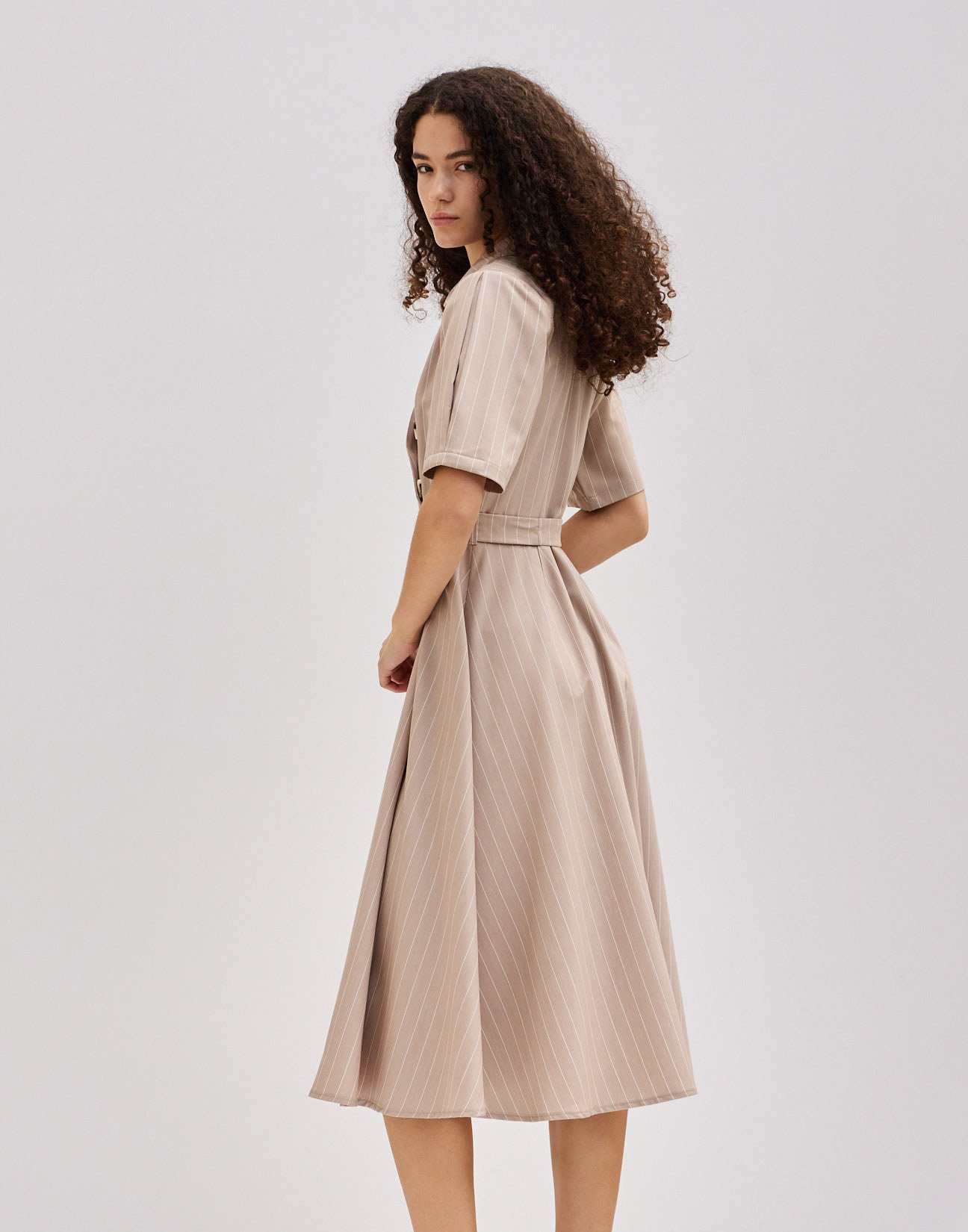 Pinstripe dress with collar