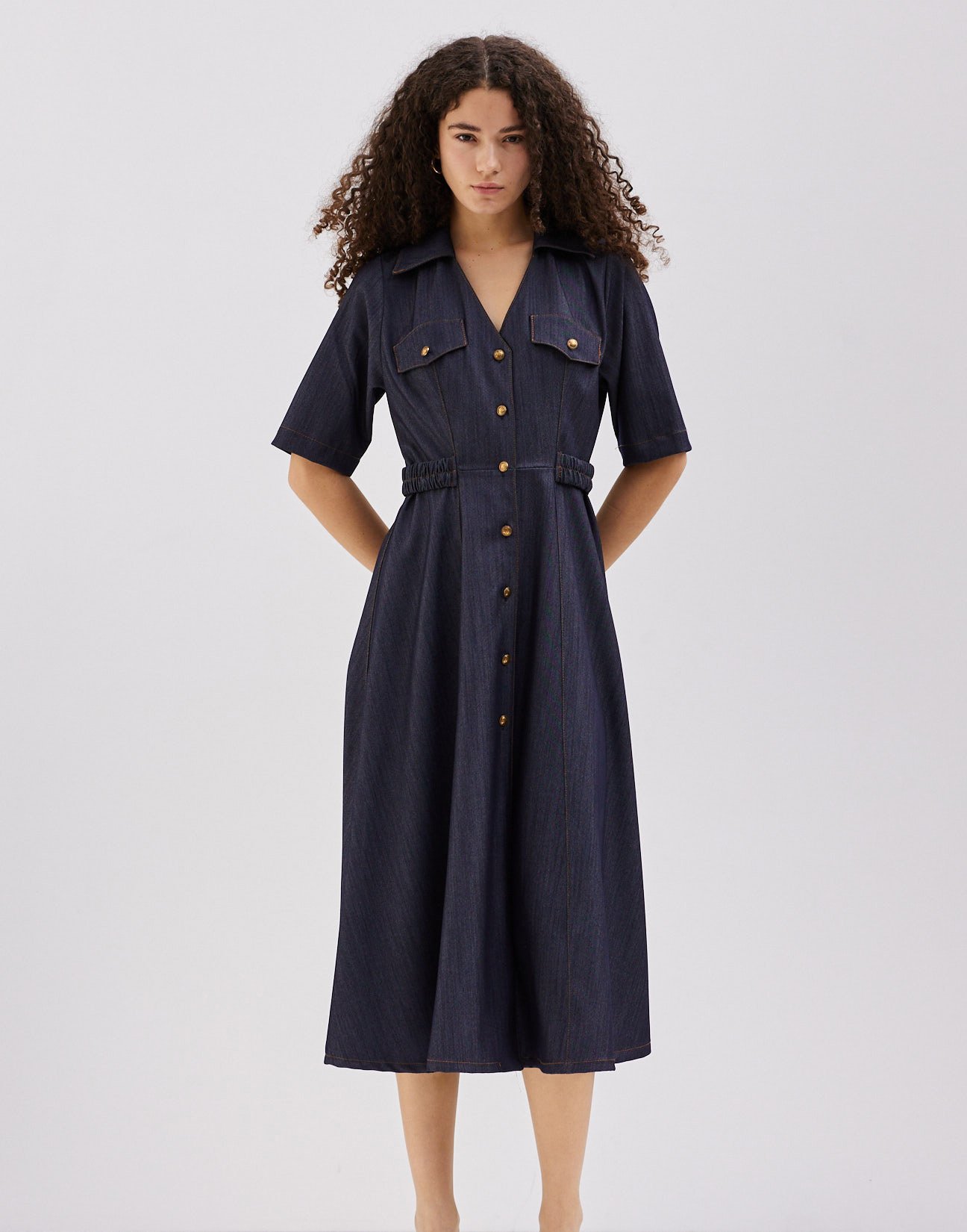 Denim midi dress
