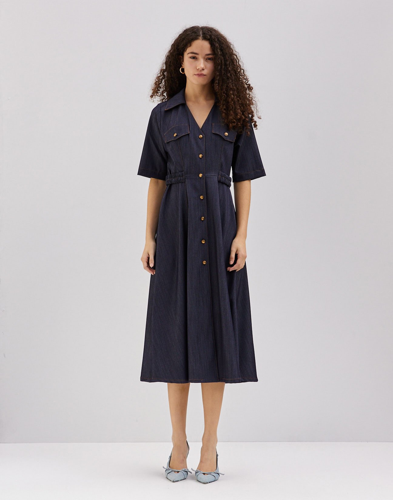 Denim midi dress