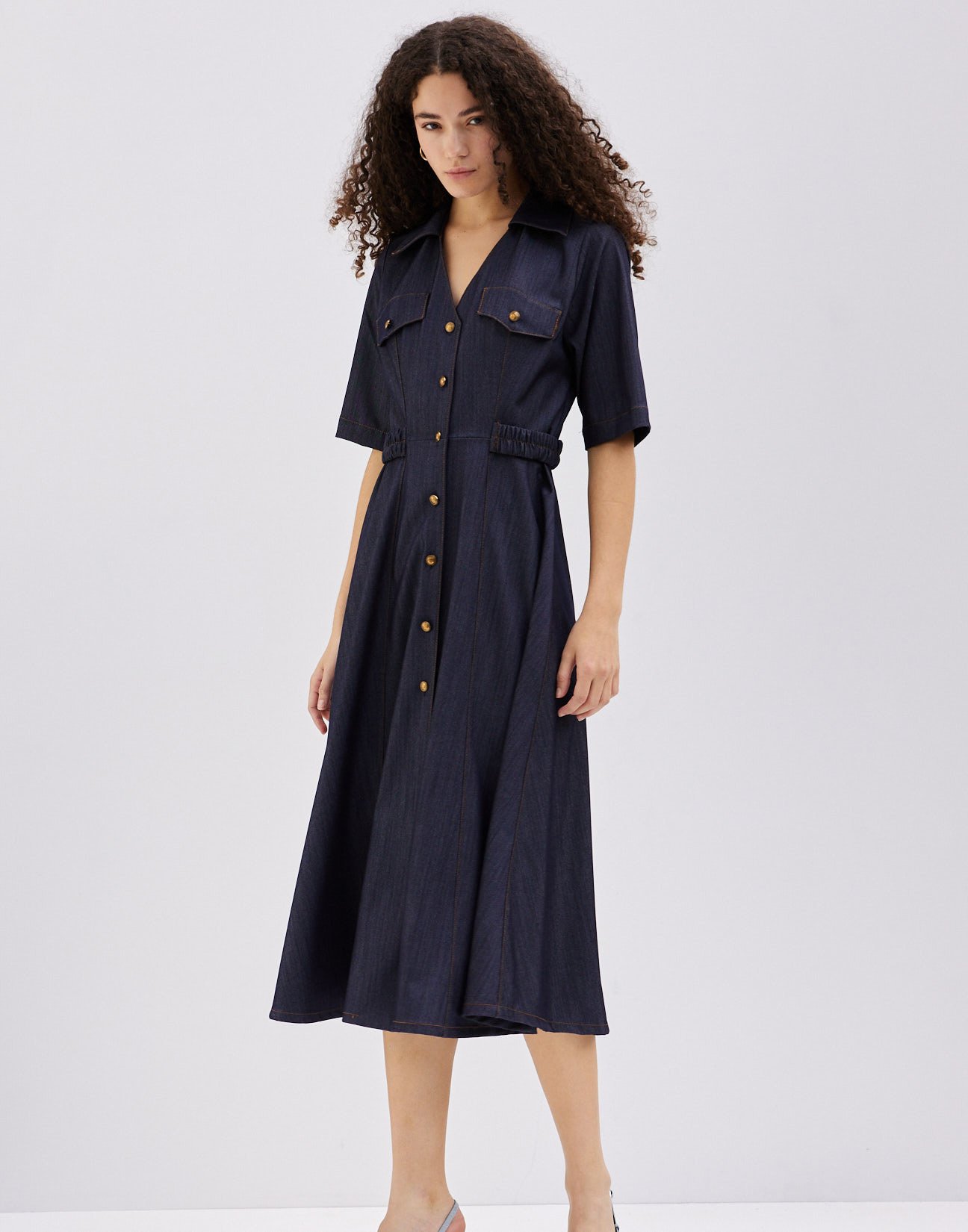 Denim midi dress