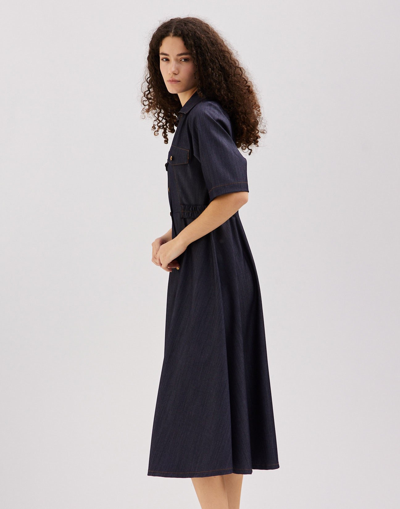 Denim midi dress