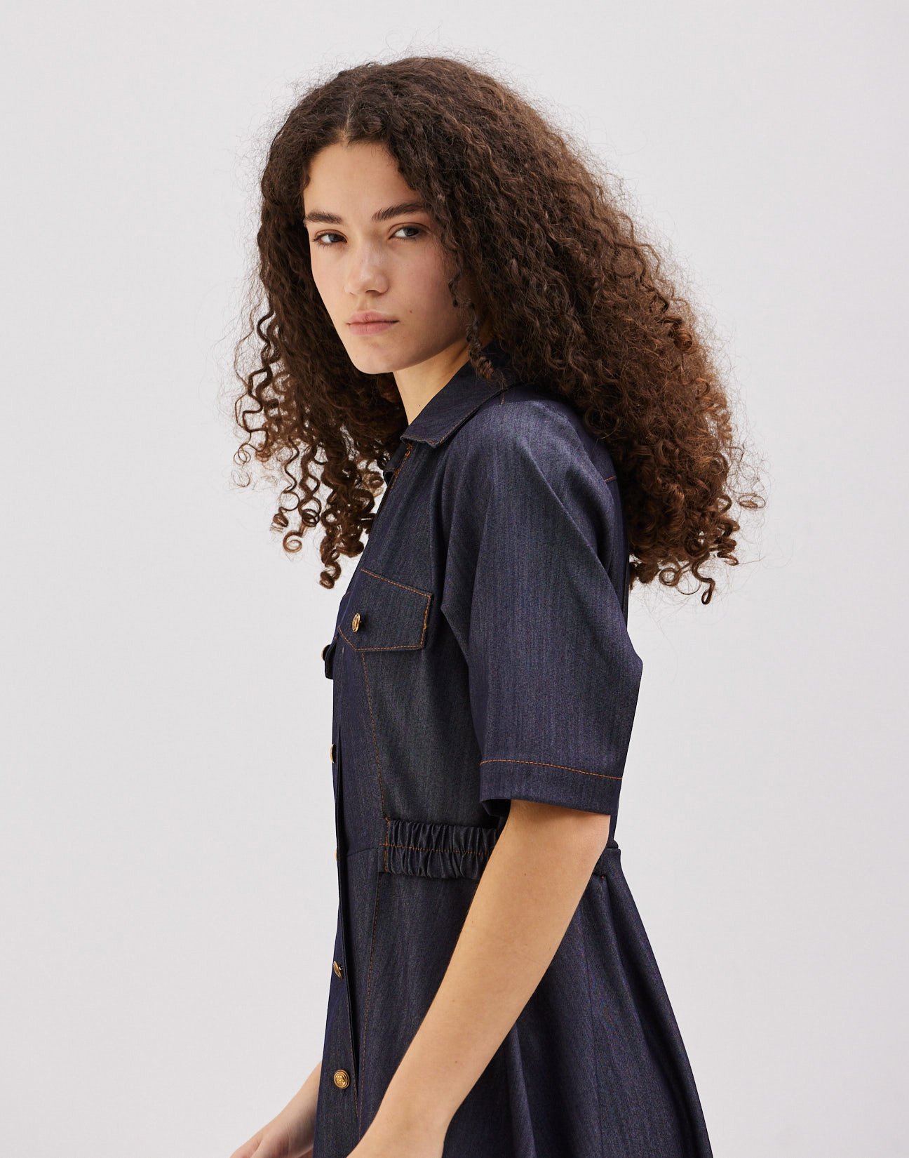 Denim midi dress