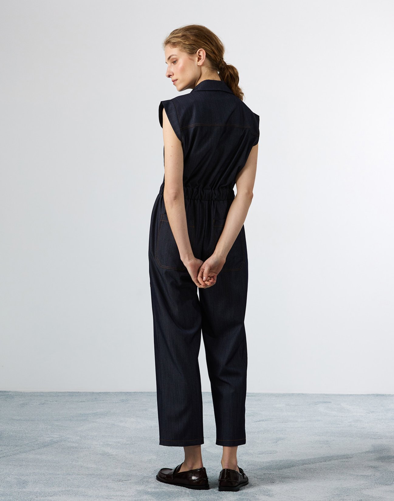 Denim jumpsuit with zip