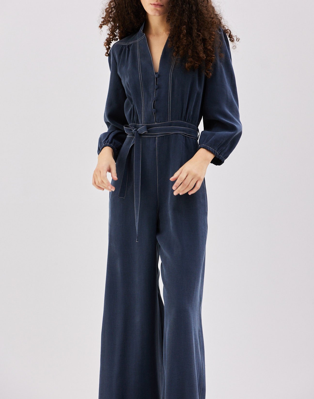 Jumpsuit with topstitching