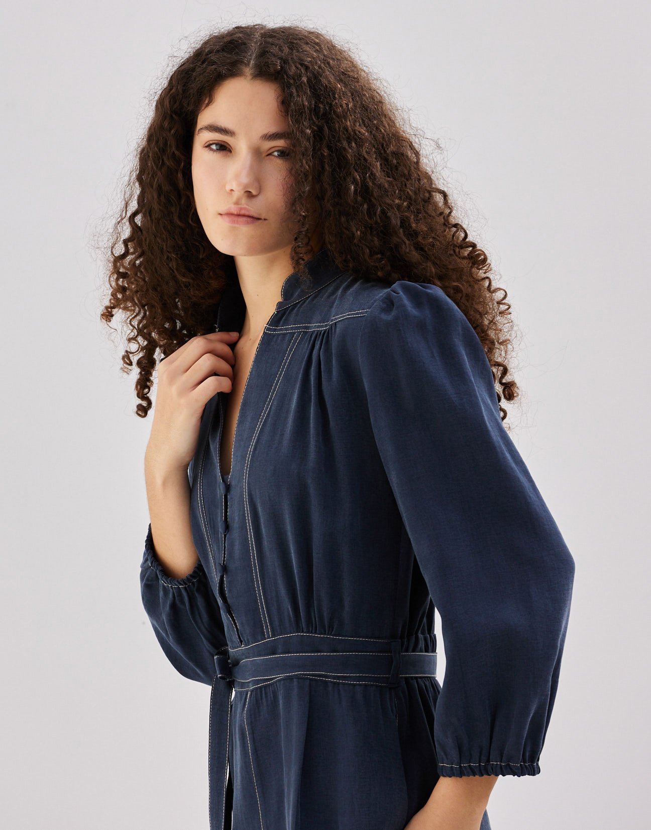 Jumpsuit with topstitching