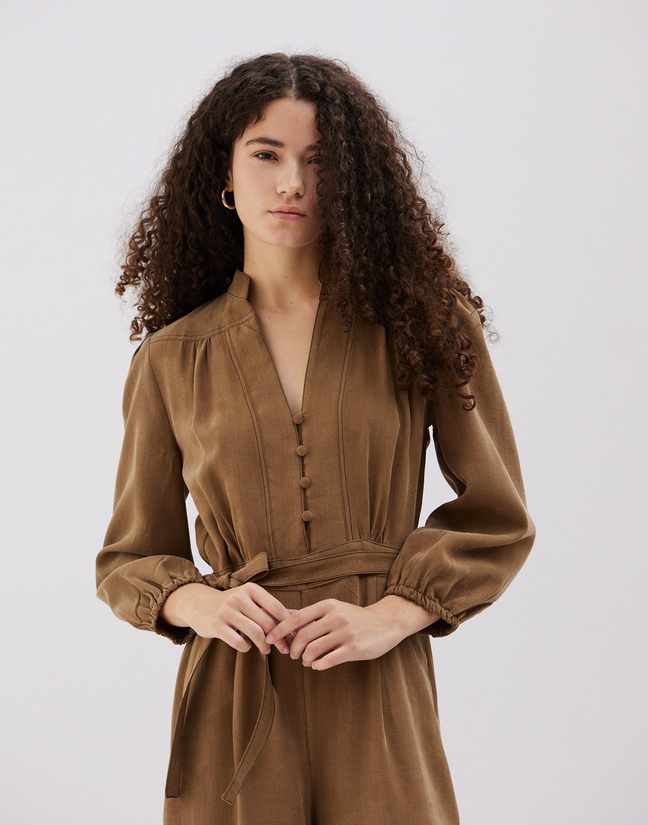 Jumpsuit with topstitching