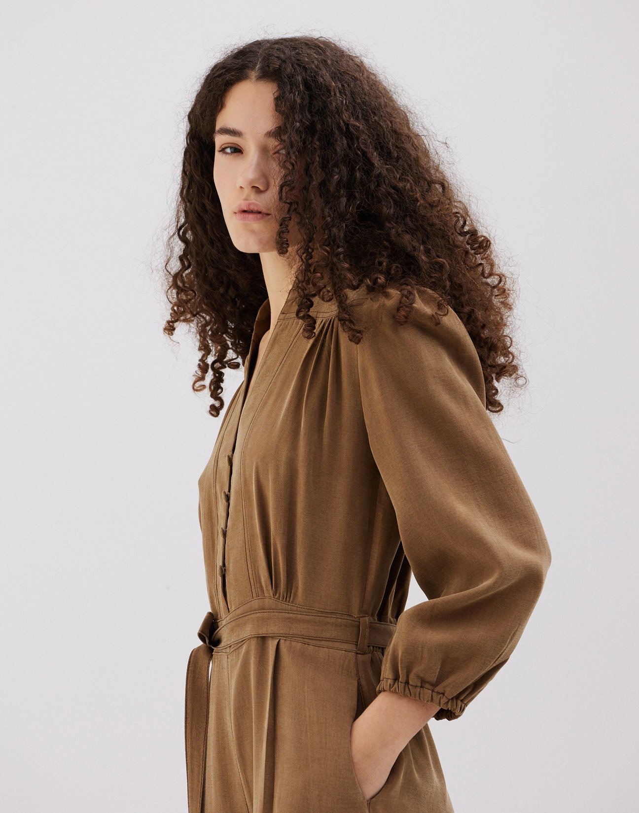 Jumpsuit with topstitching