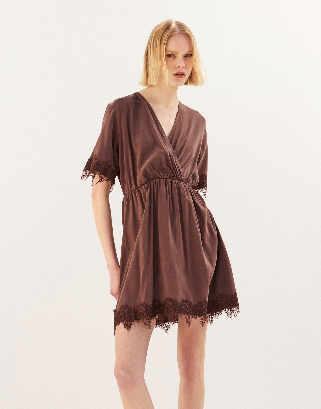 Mini dress with lace