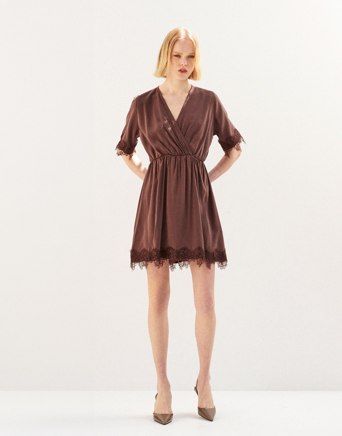 Mini dress with lace