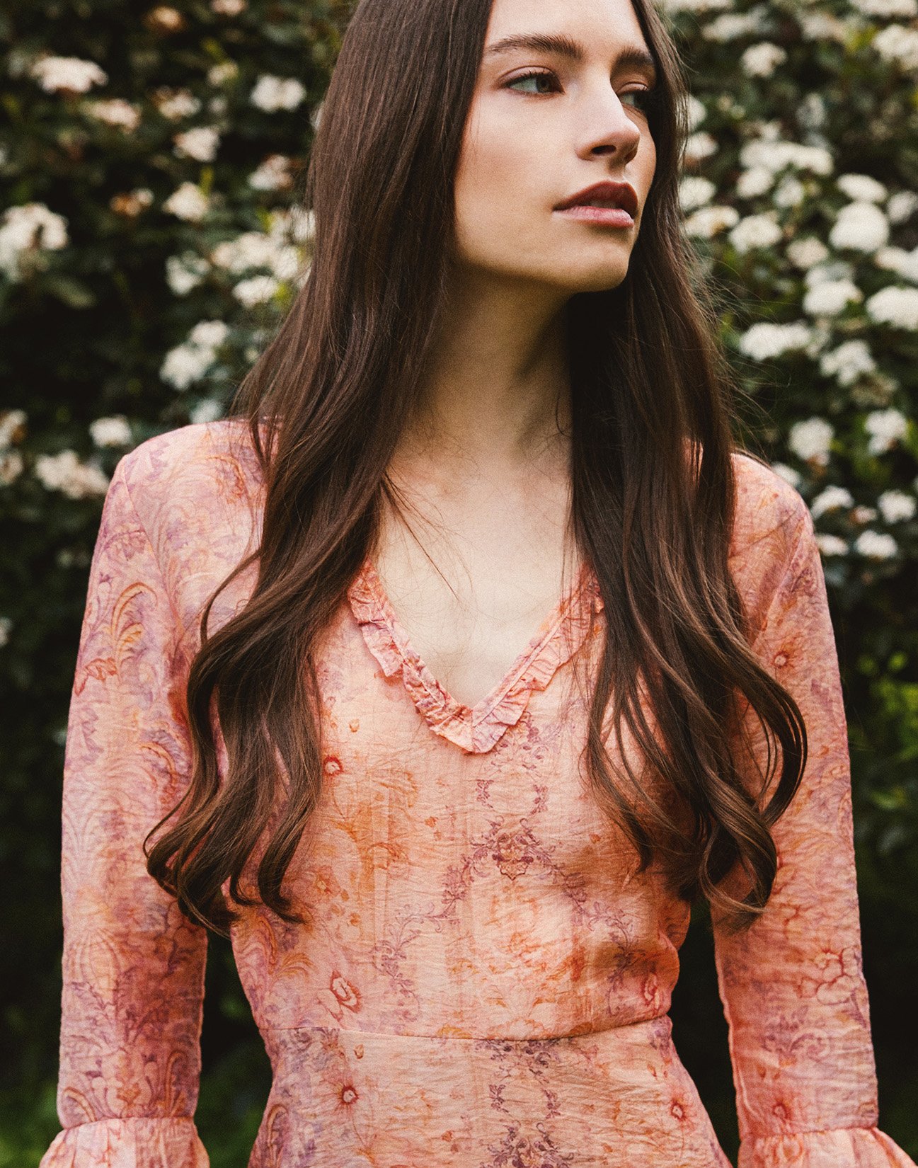 Printed dress with ruffles