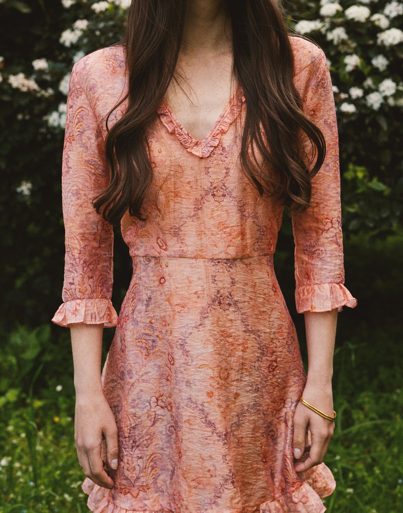 Printed dress with ruffles