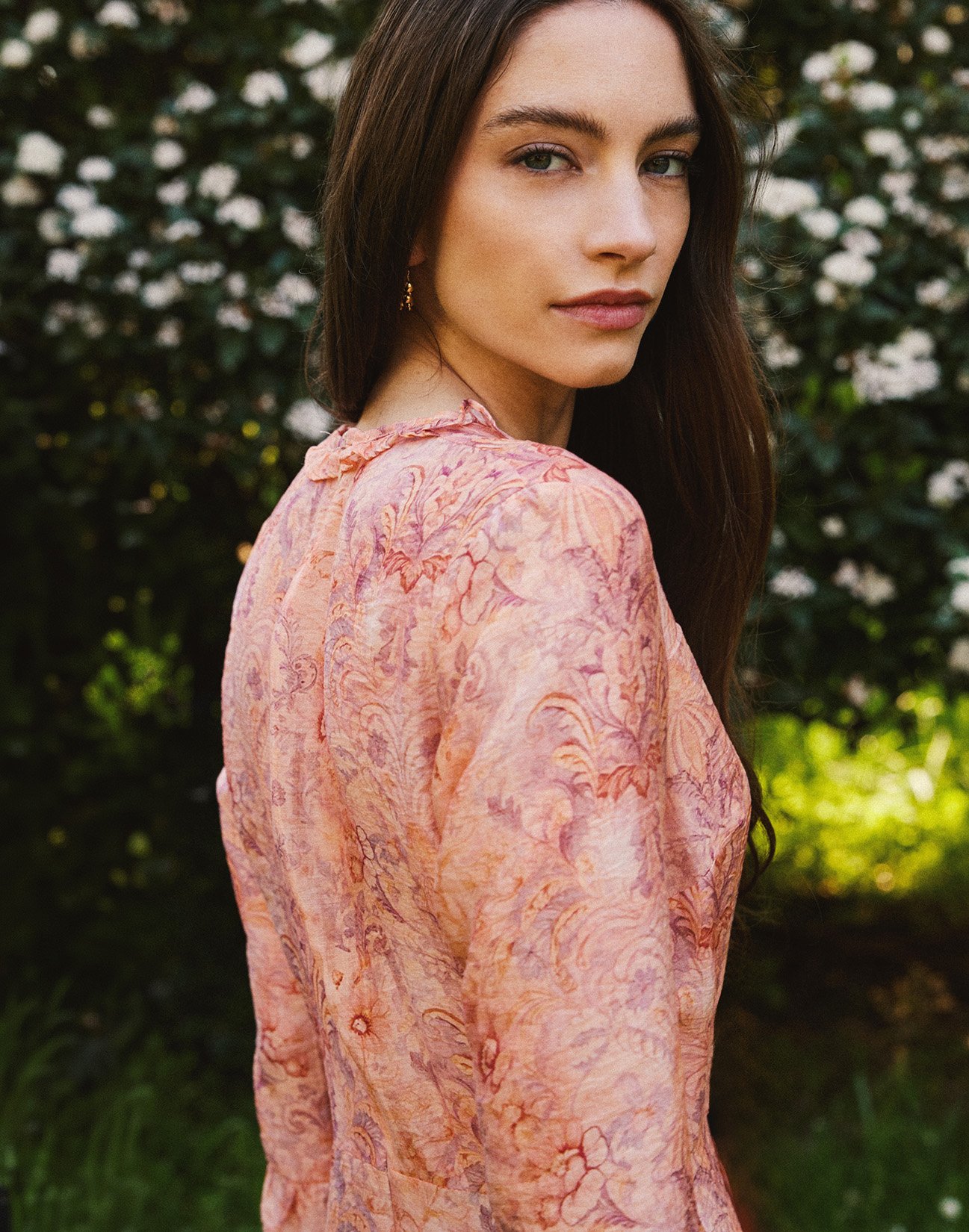 Printed dress with ruffles