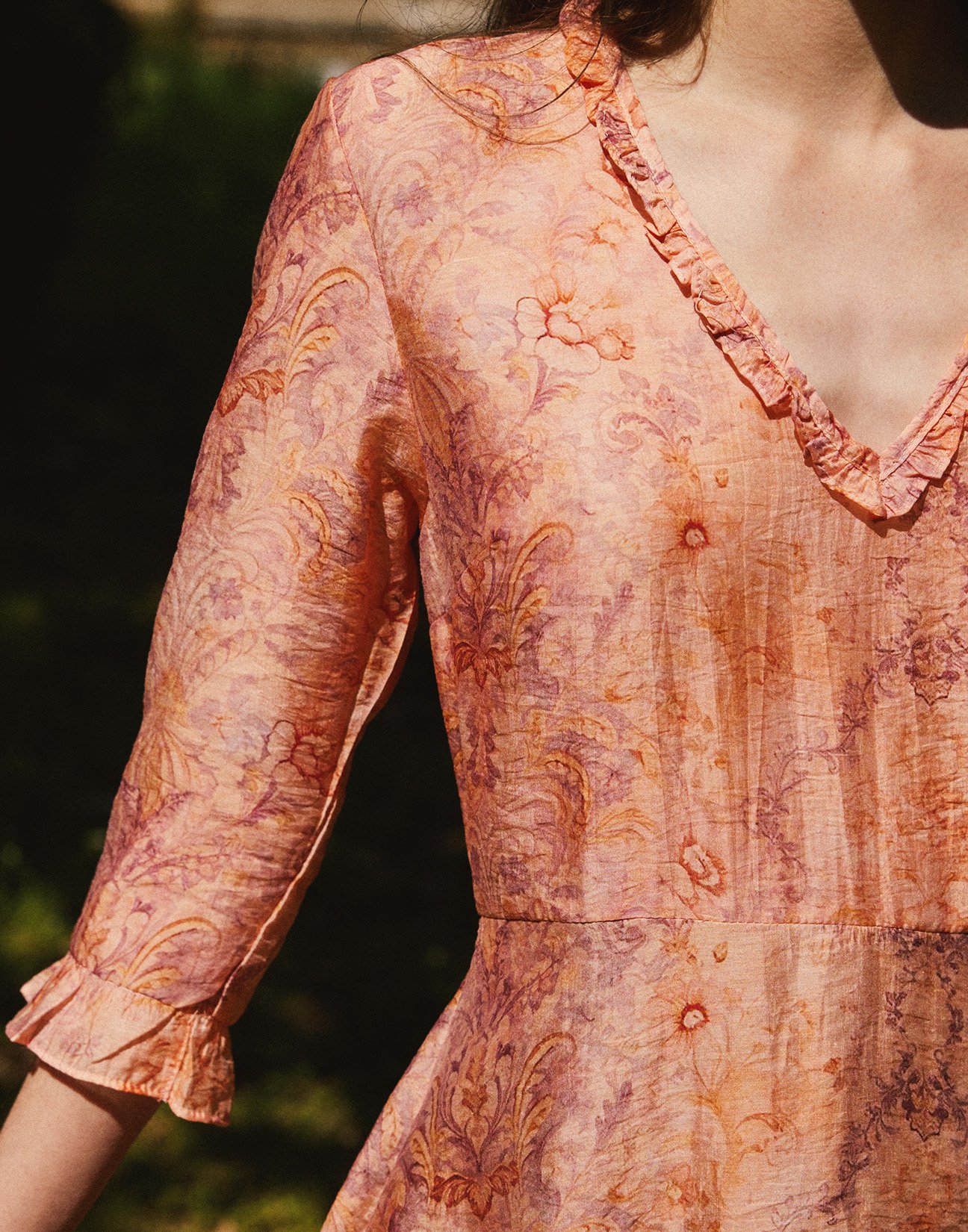 Printed dress with ruffles