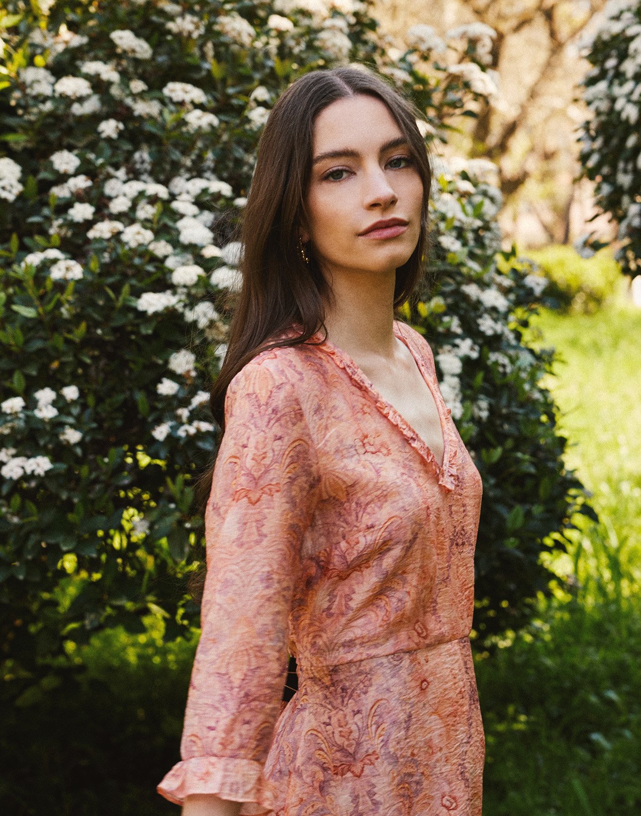 Printed dress with ruffles