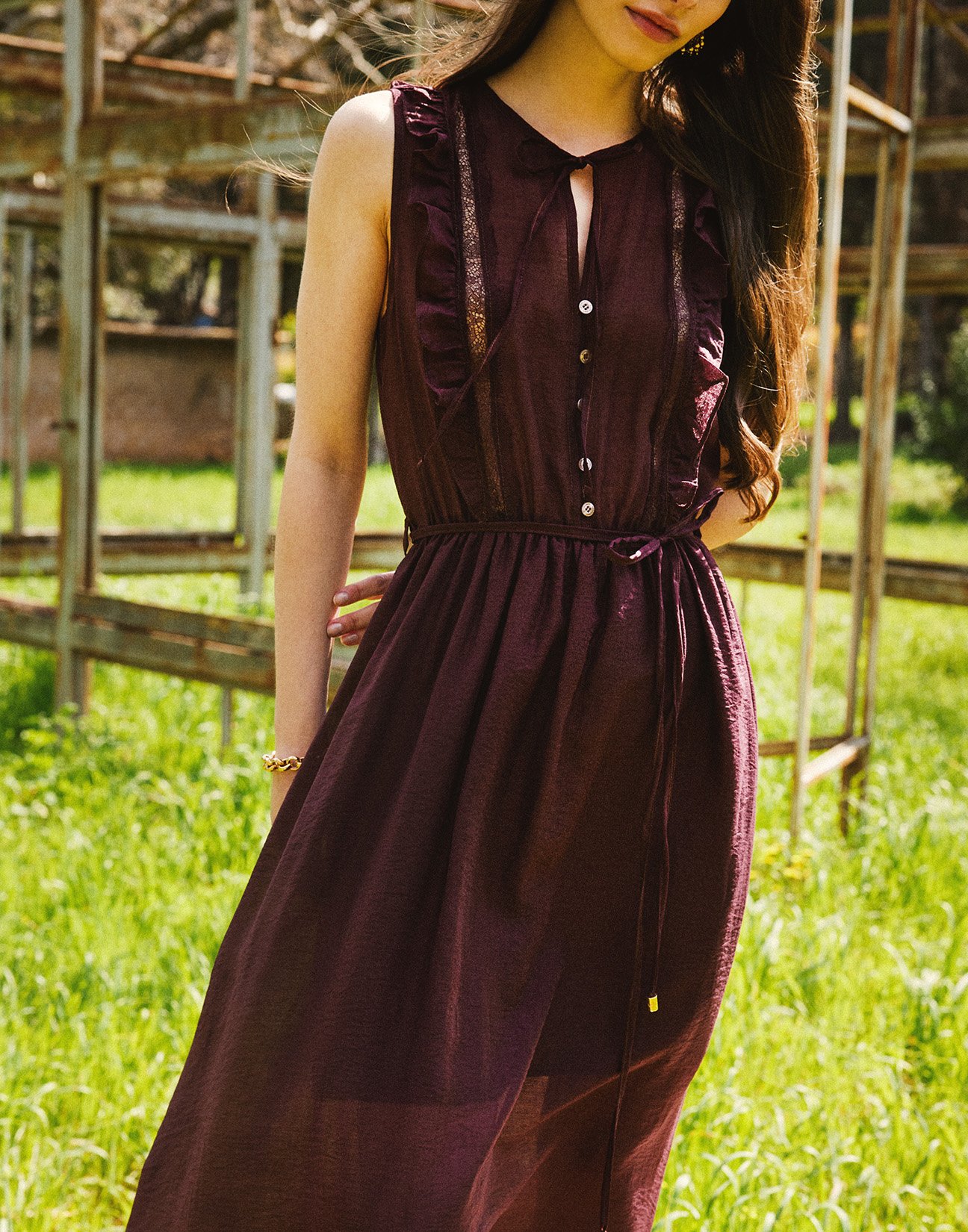 Maxi dress with lace