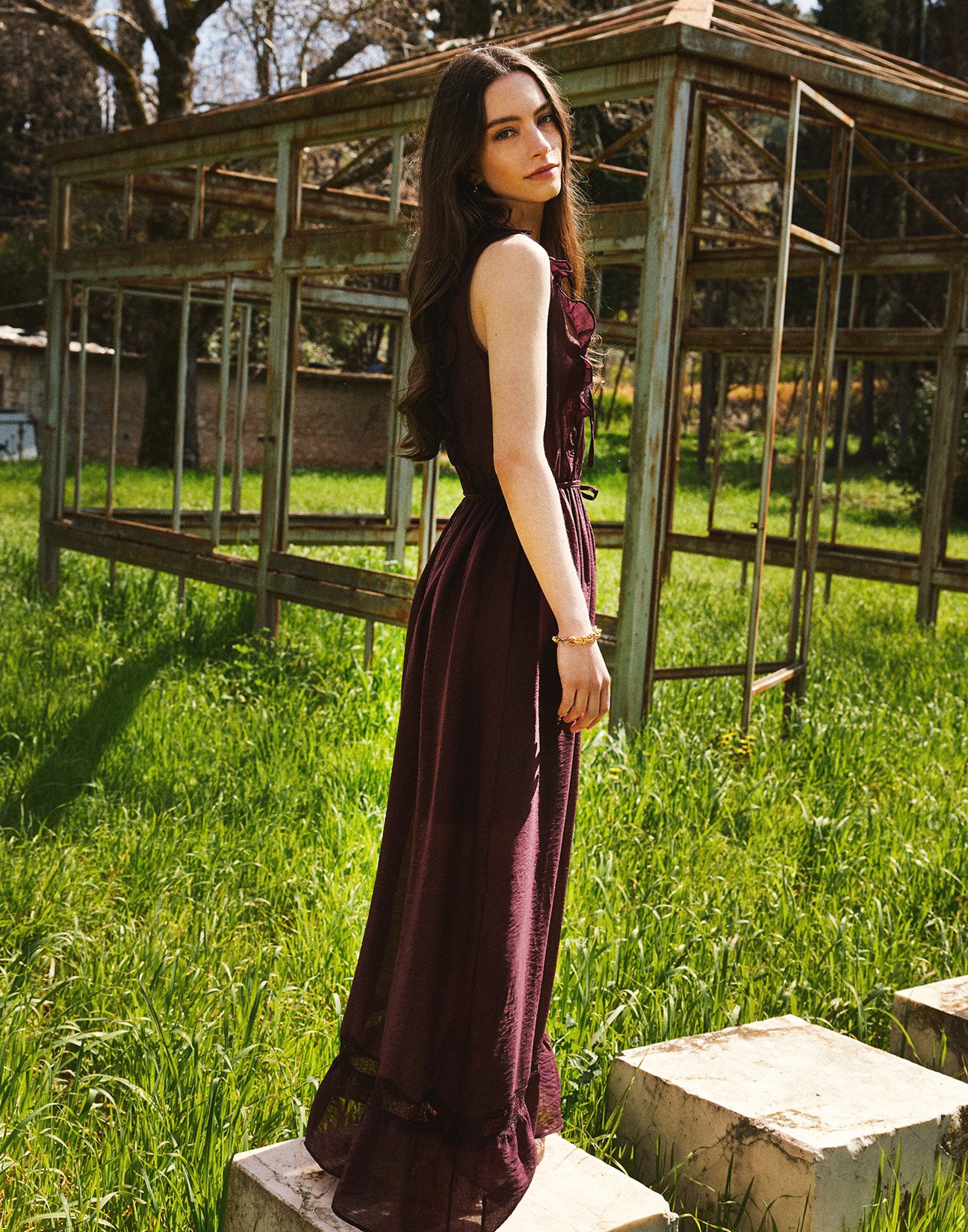 Maxi dress with lace