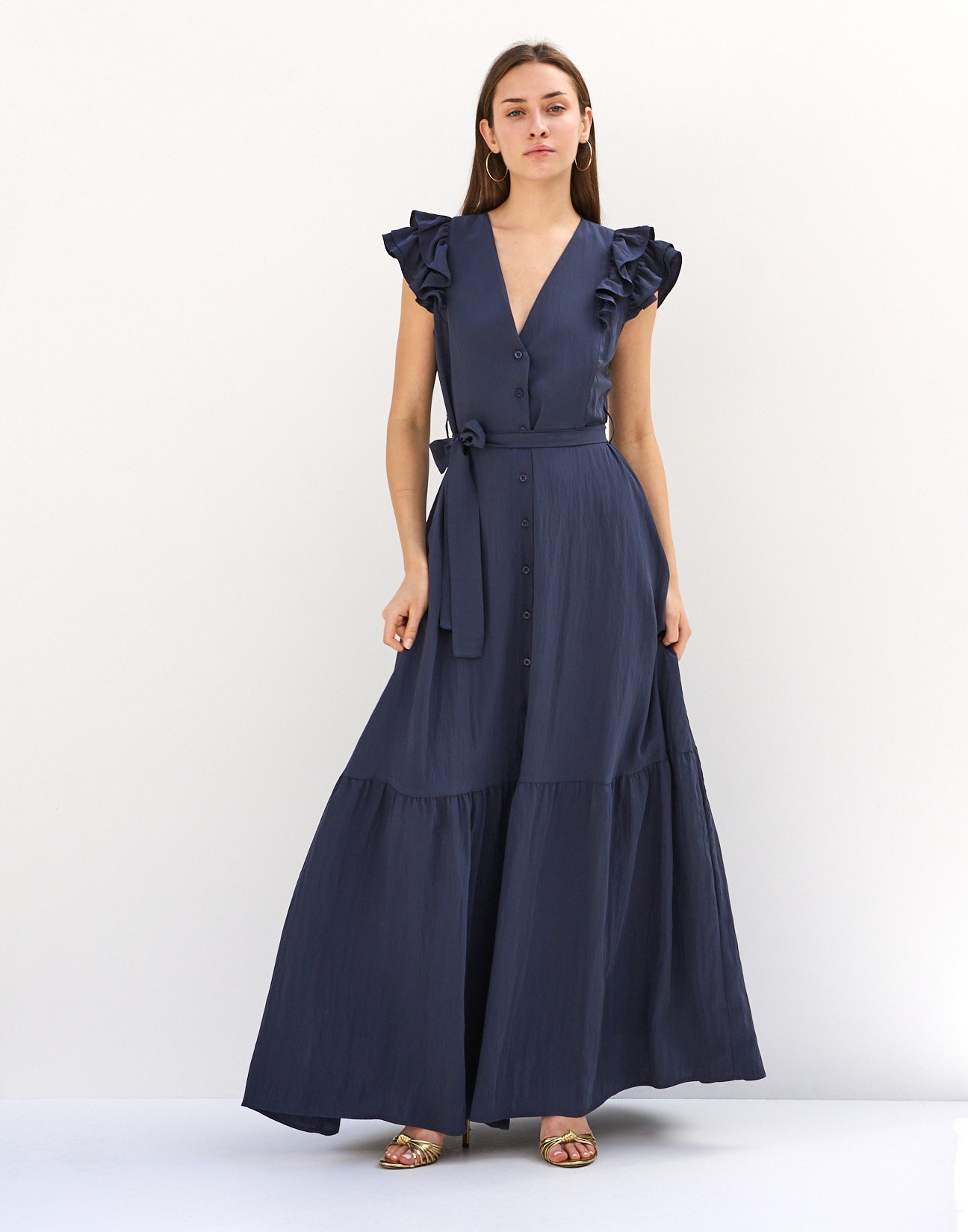 Dress with double ruffles