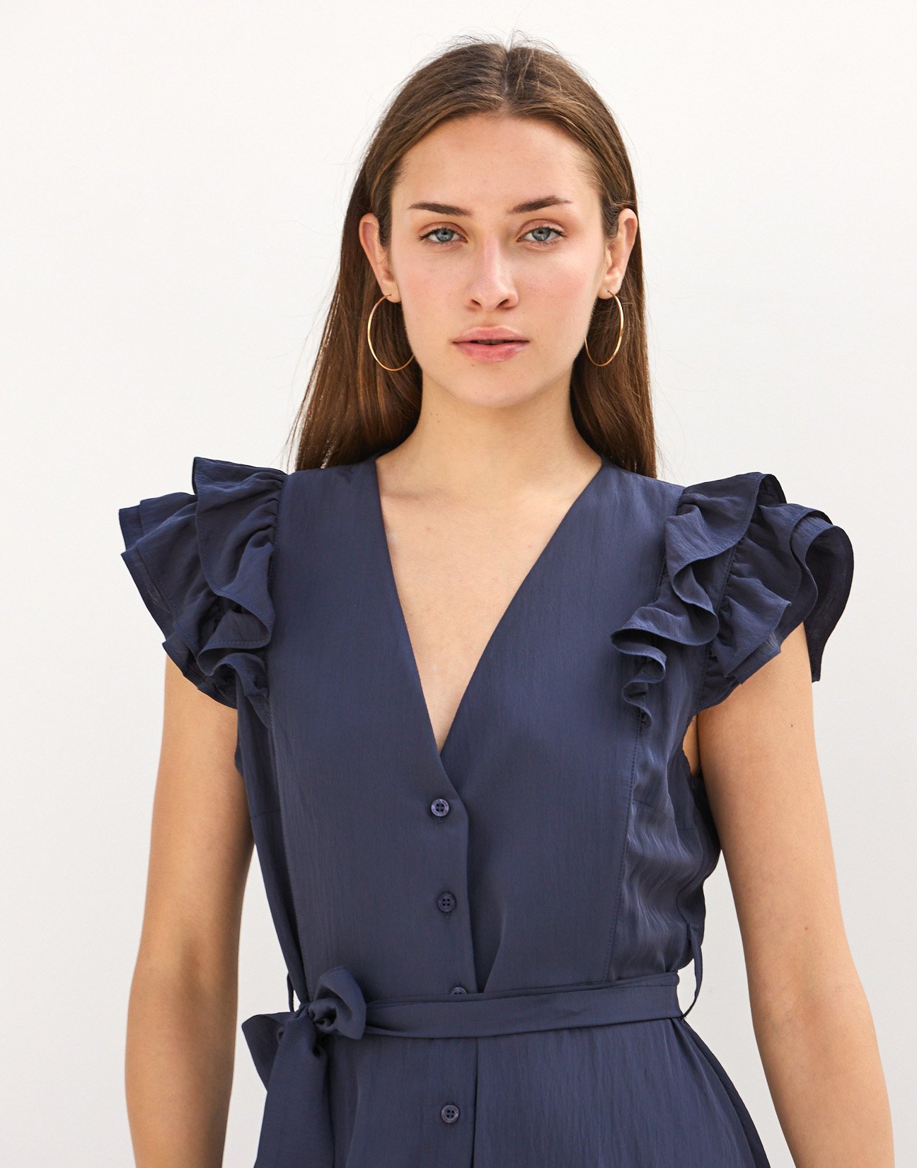 Dress with double ruffles