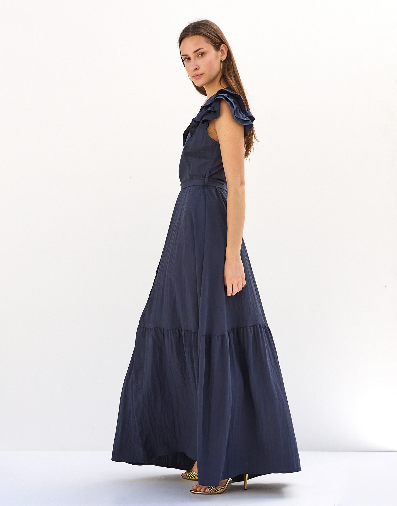 Dress with double ruffles