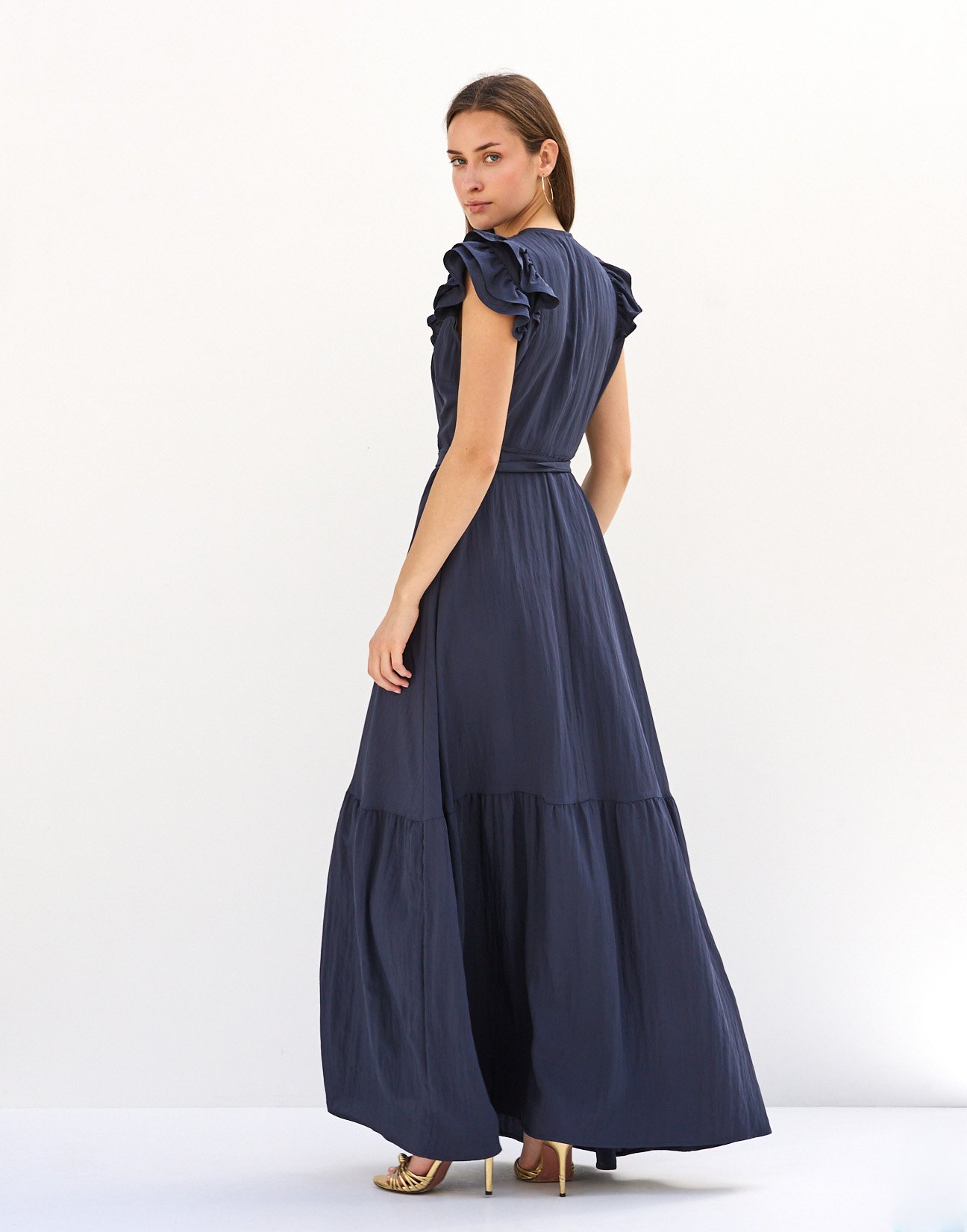 Dress with double ruffles