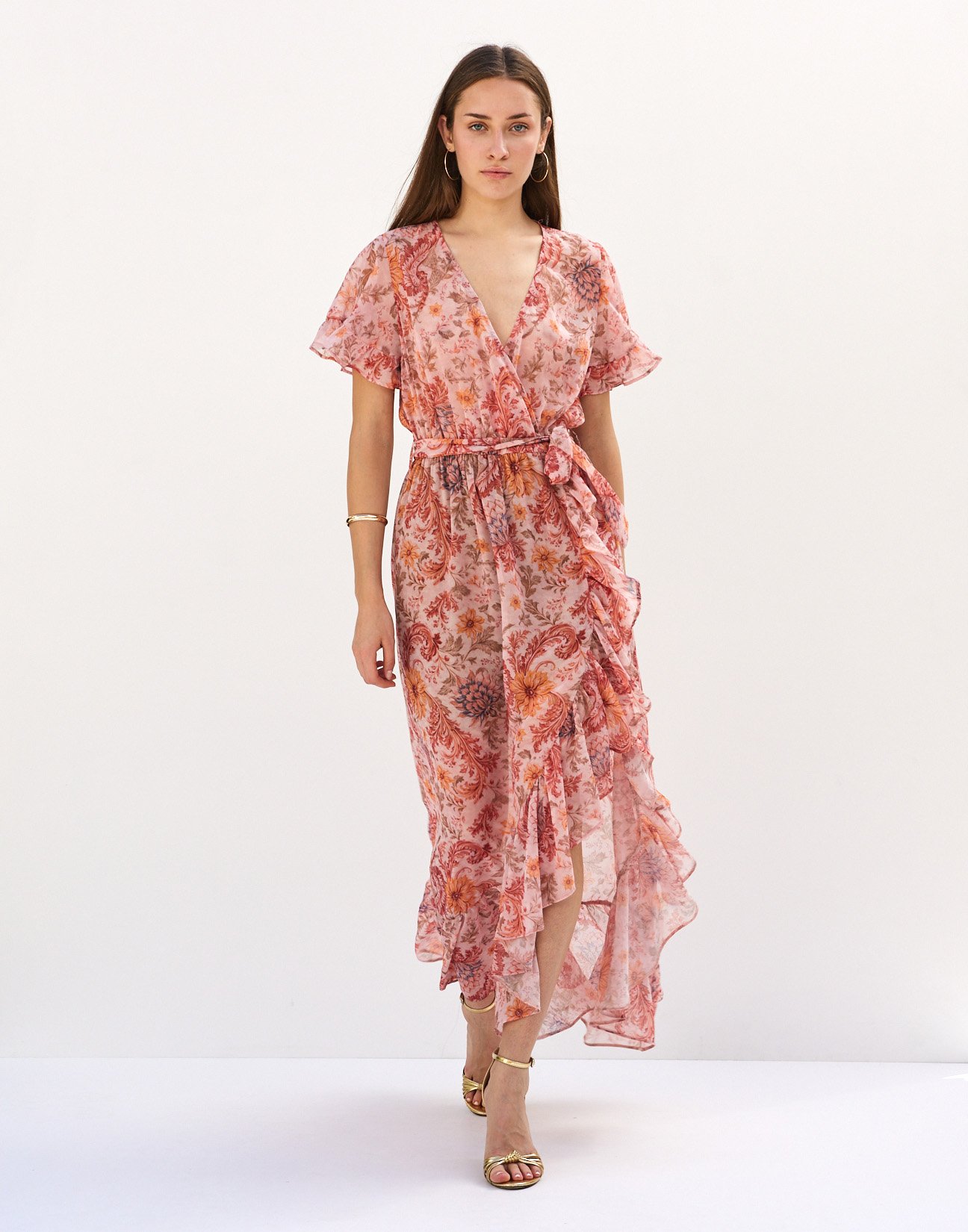 Printed dress with ruffles