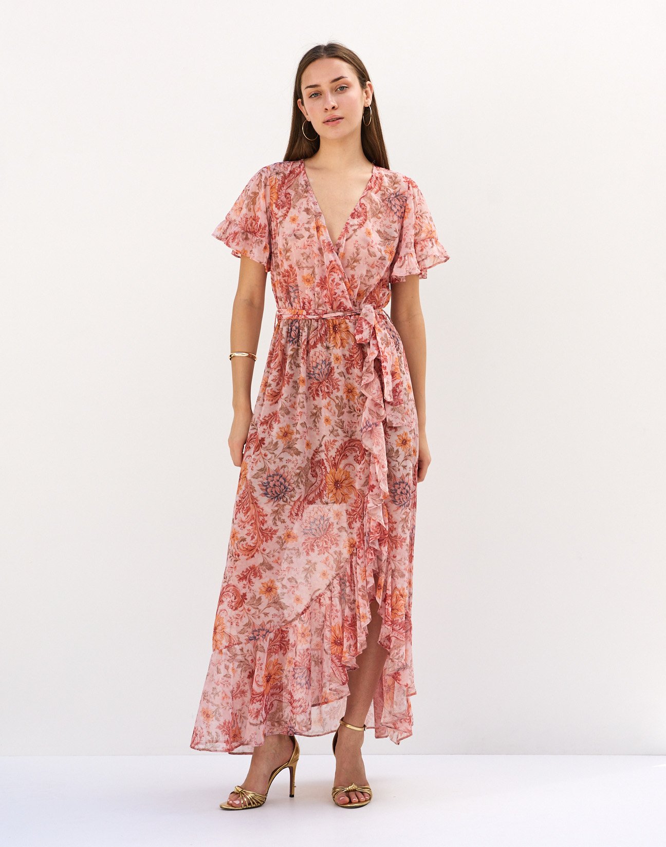 Printed dress with ruffles