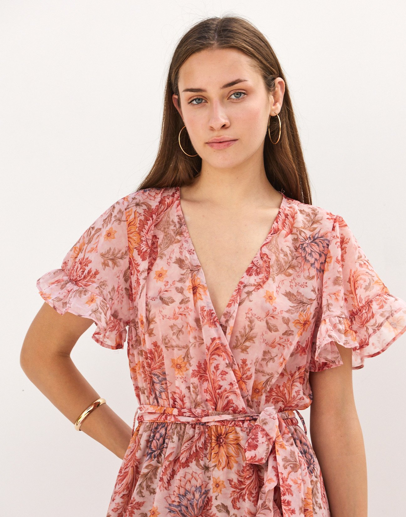 Printed dress with ruffles
