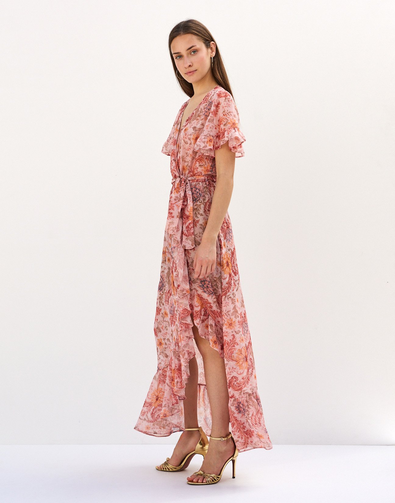 Printed dress with ruffles