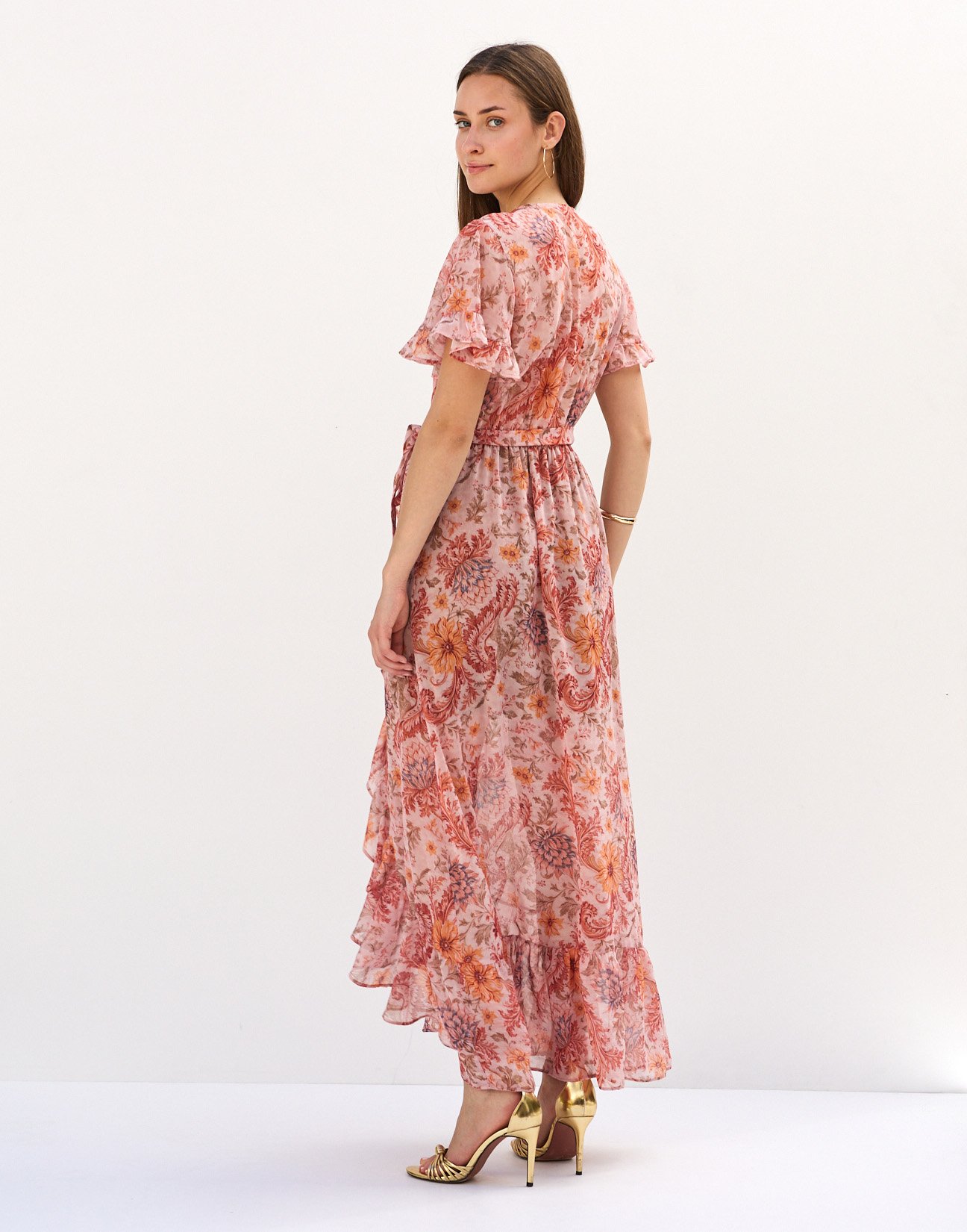Printed dress with ruffles