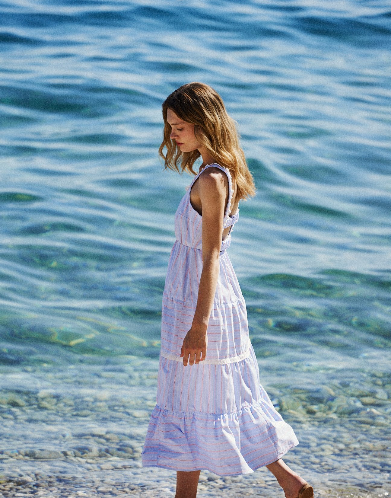 Striped dress with lace