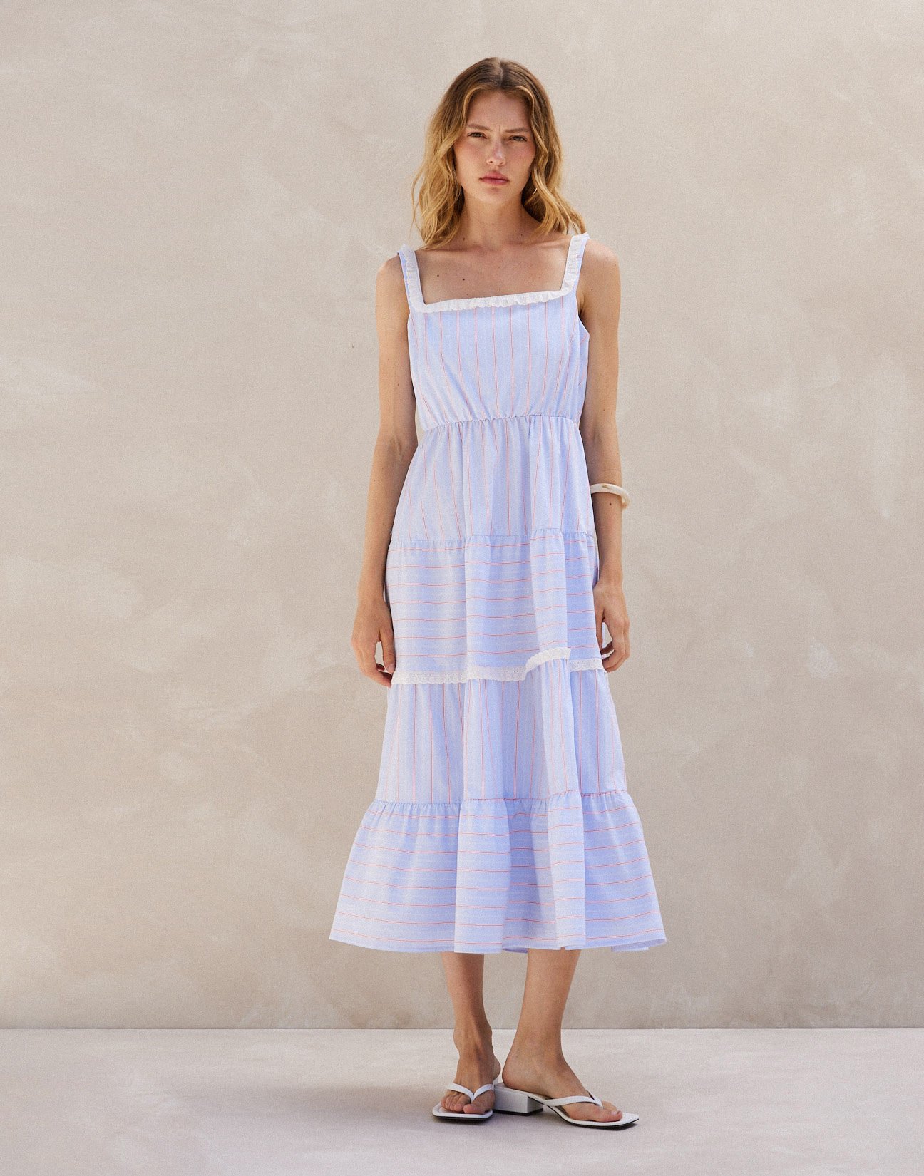 Striped dress with lace
