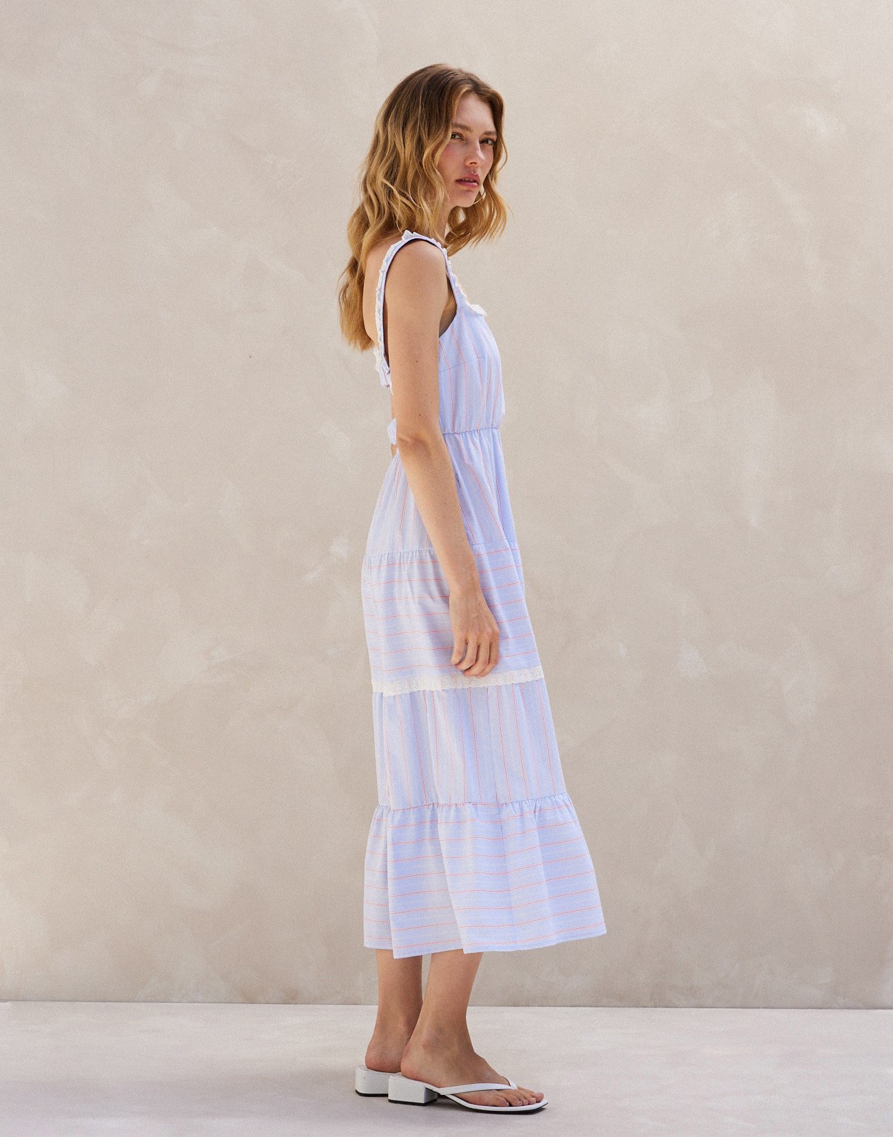 Striped dress with lace