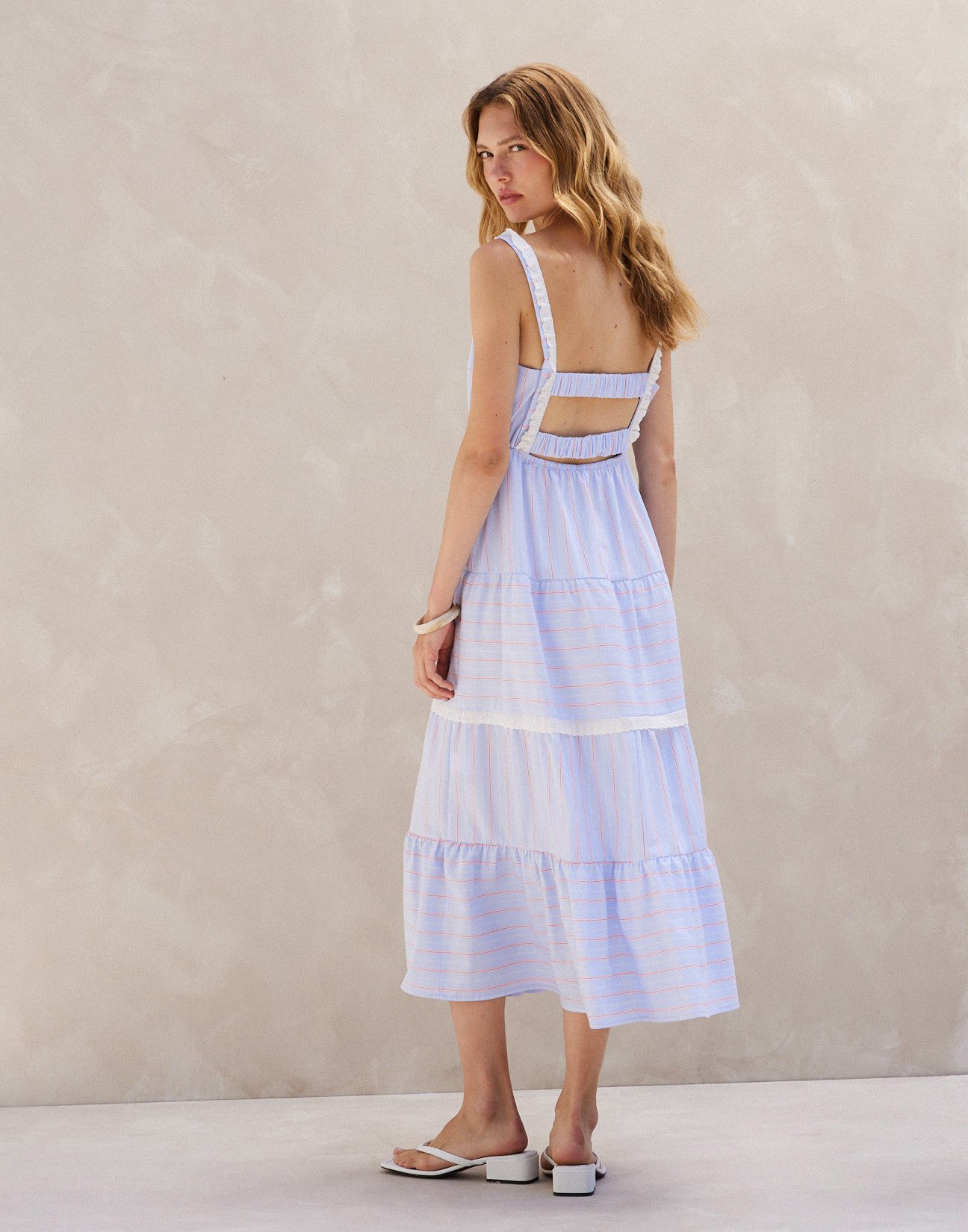 Striped dress with lace