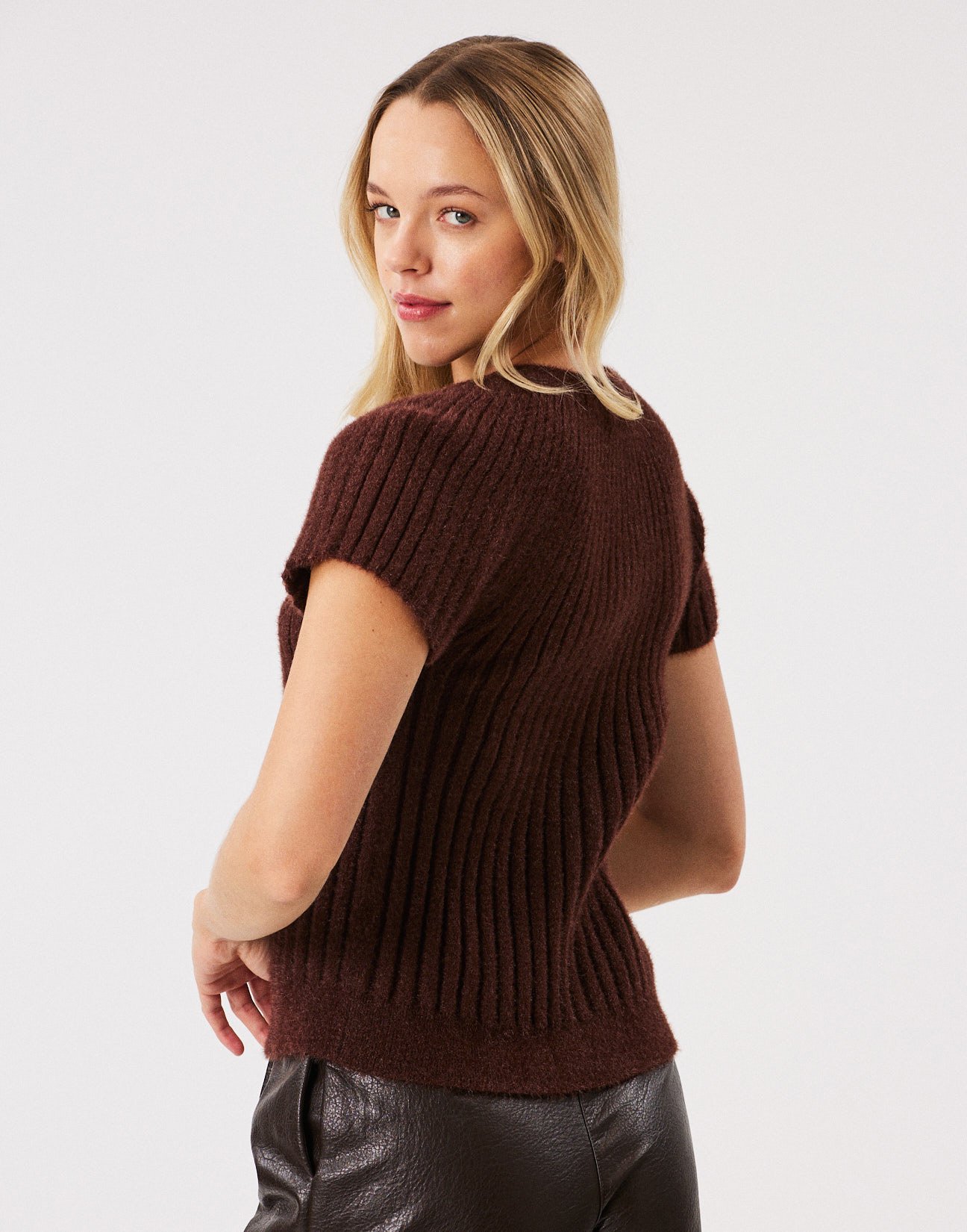Cardigan with rhinestone button