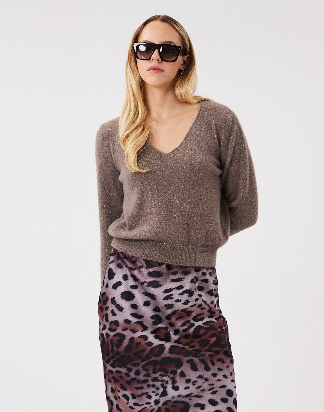 Metallic thread sweater