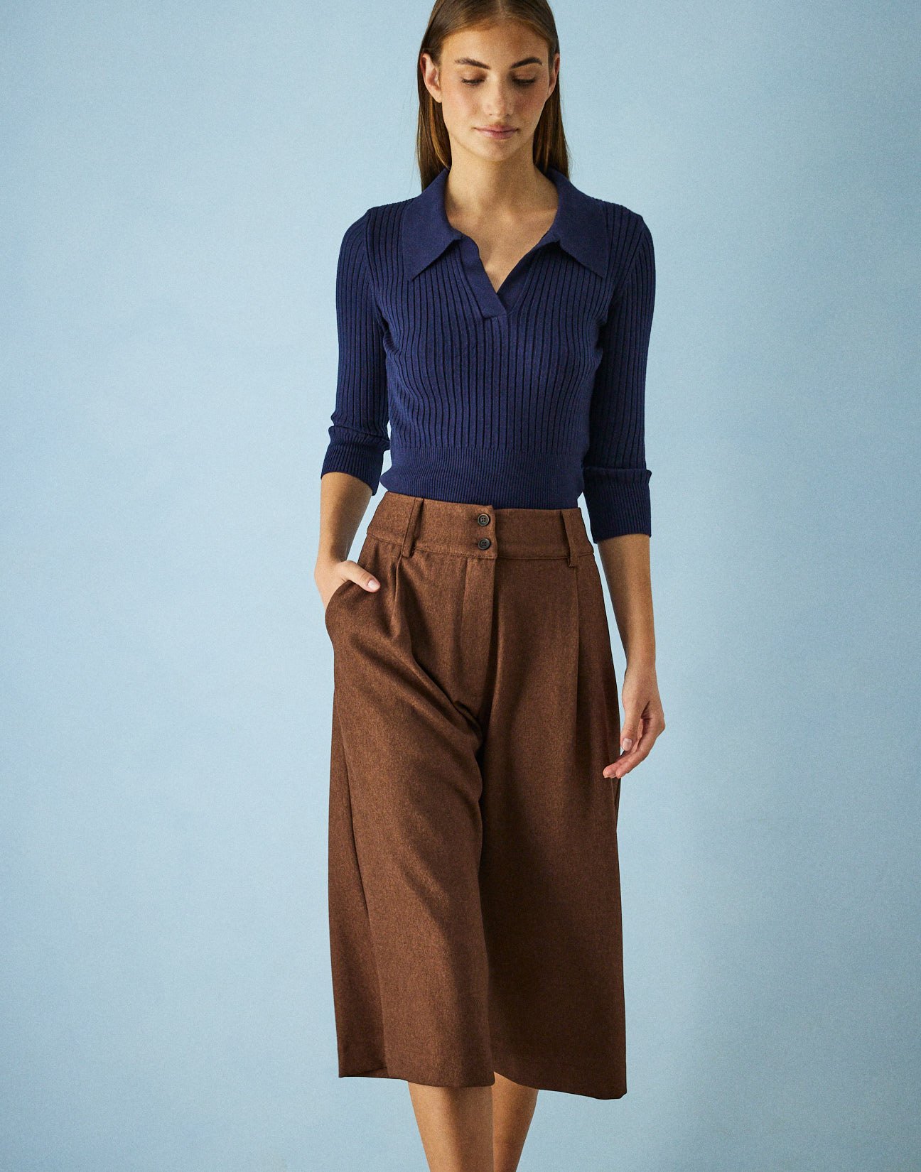 Culotte trousers with pleats