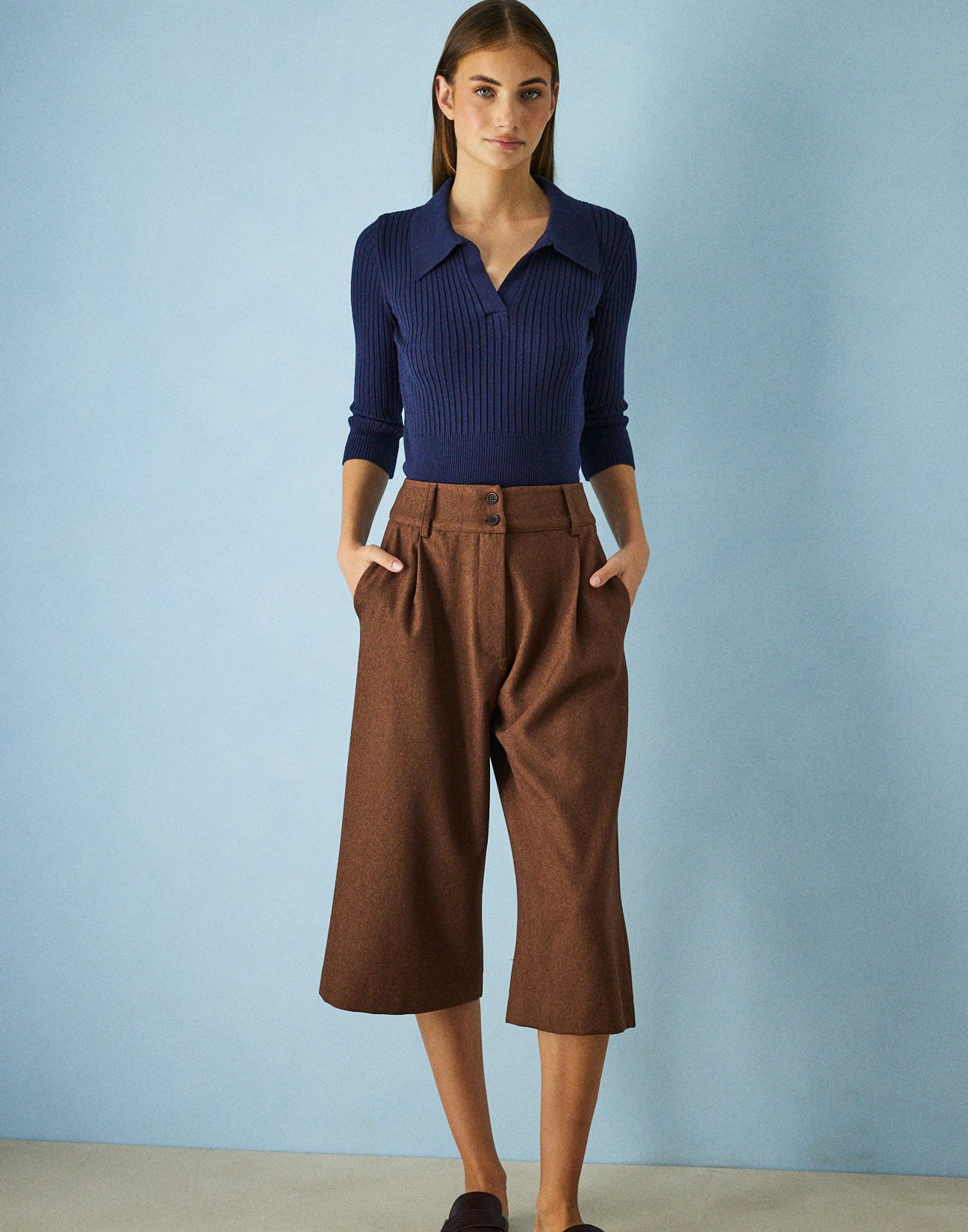 Culotte trousers with pleats