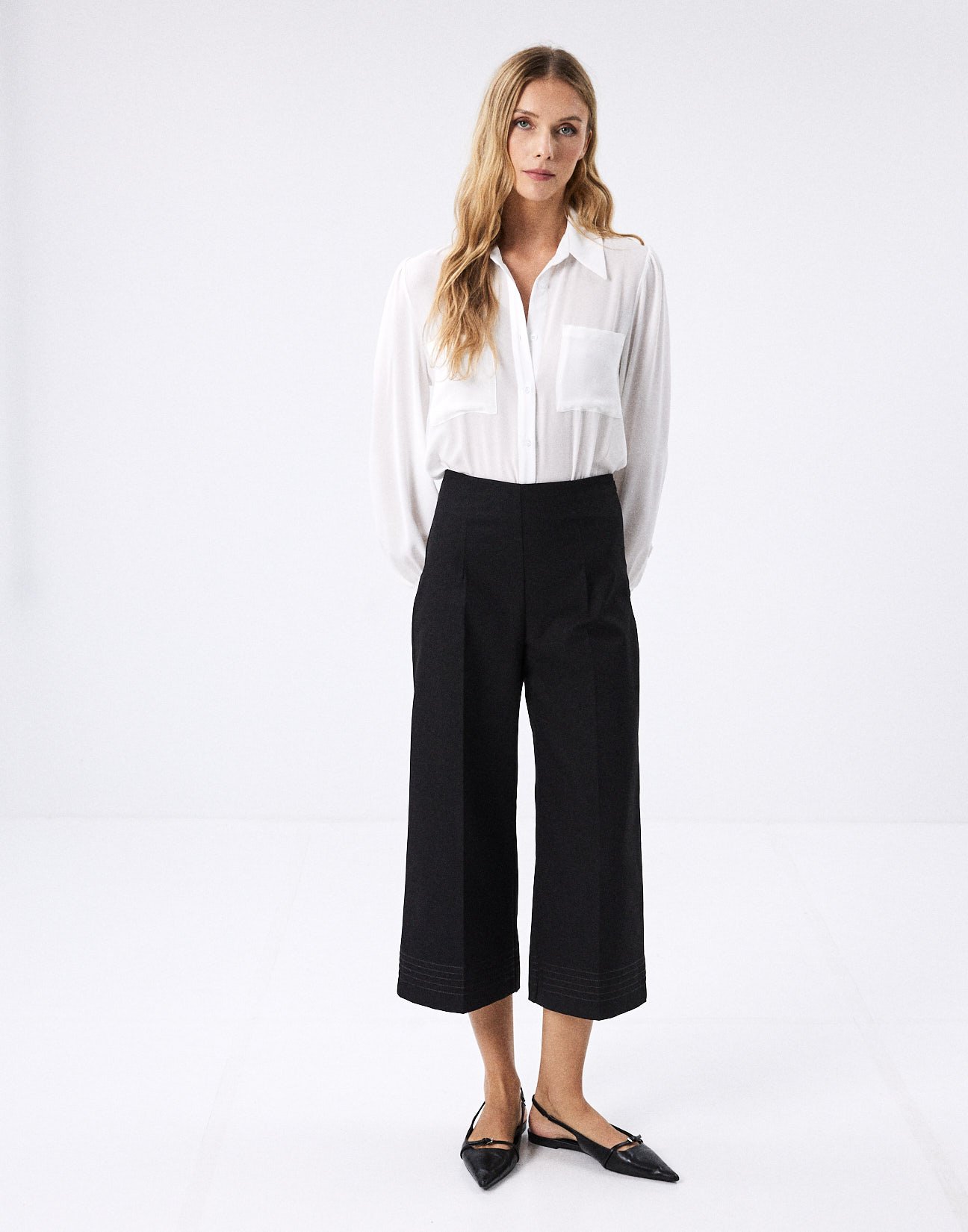 Παντελόνι culotte με γαζιά