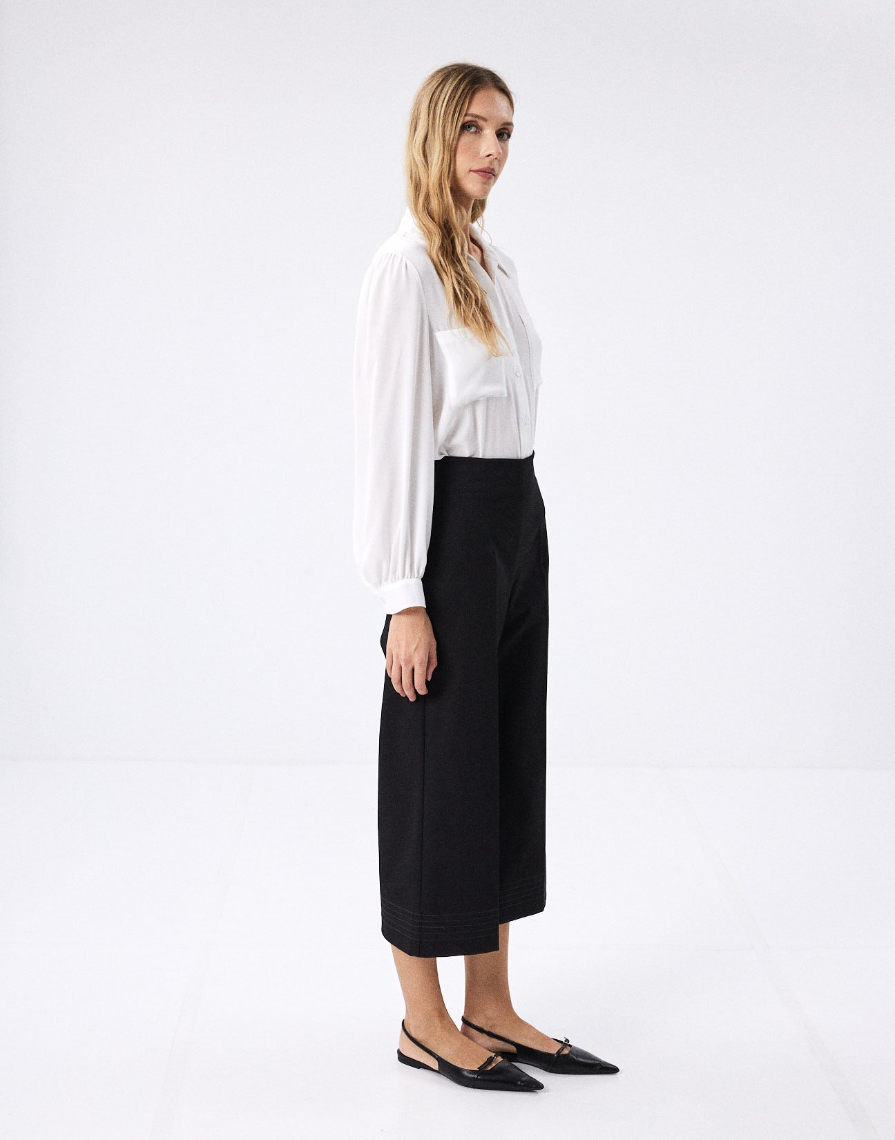 Παντελόνι culotte με γαζιά
