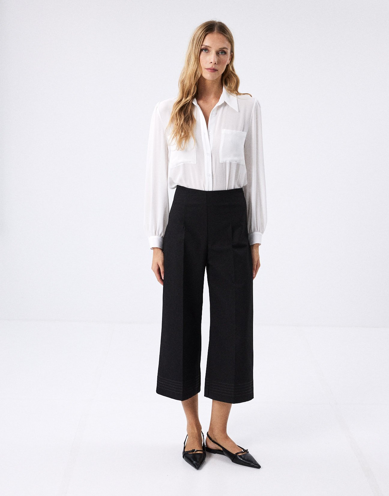 Παντελόνι culotte με γαζιά