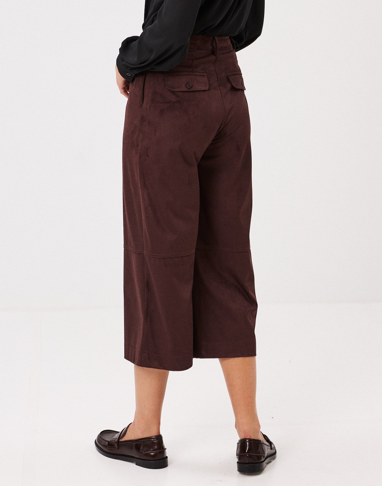 Faux suede culotte trousers