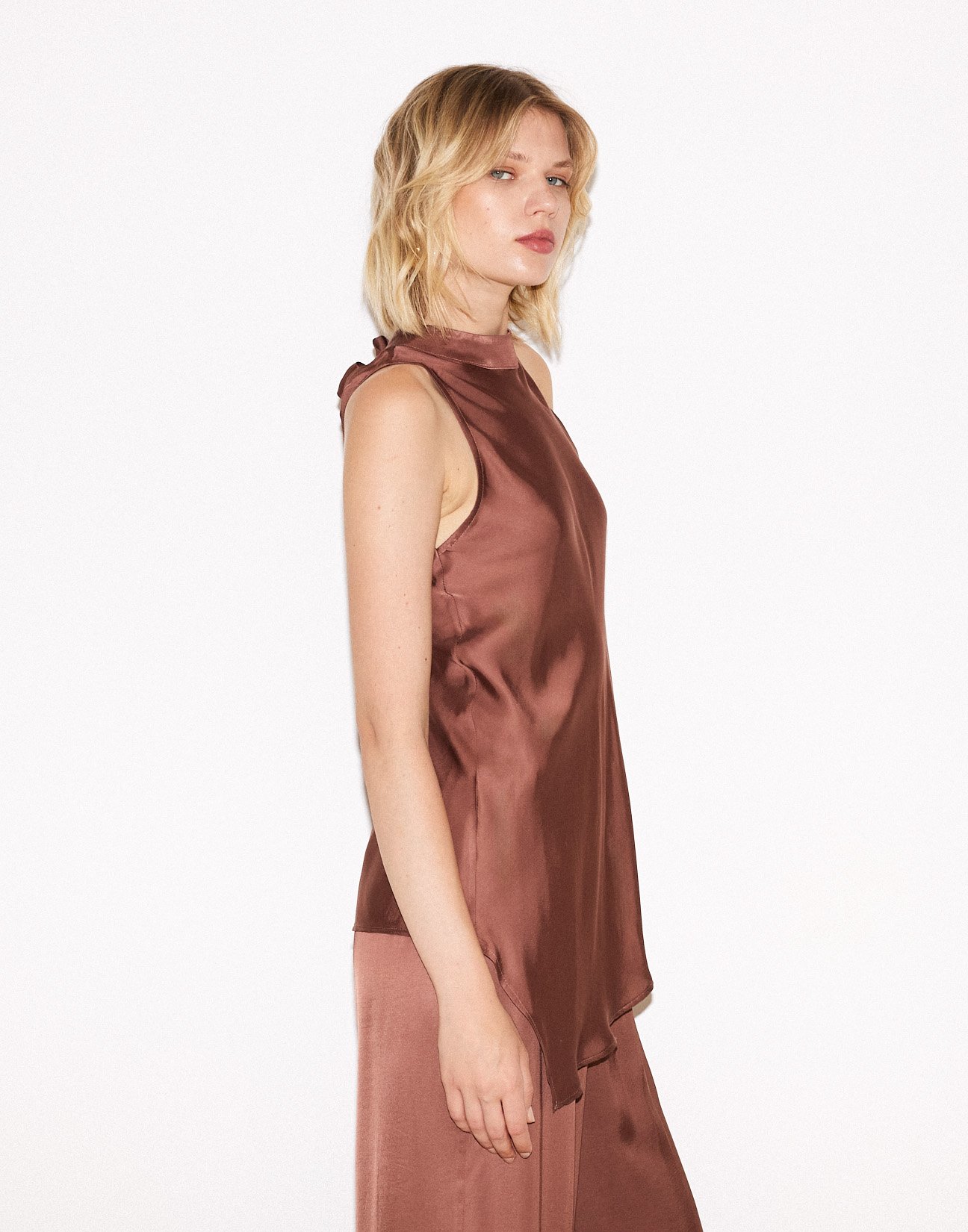 Satin top with tie