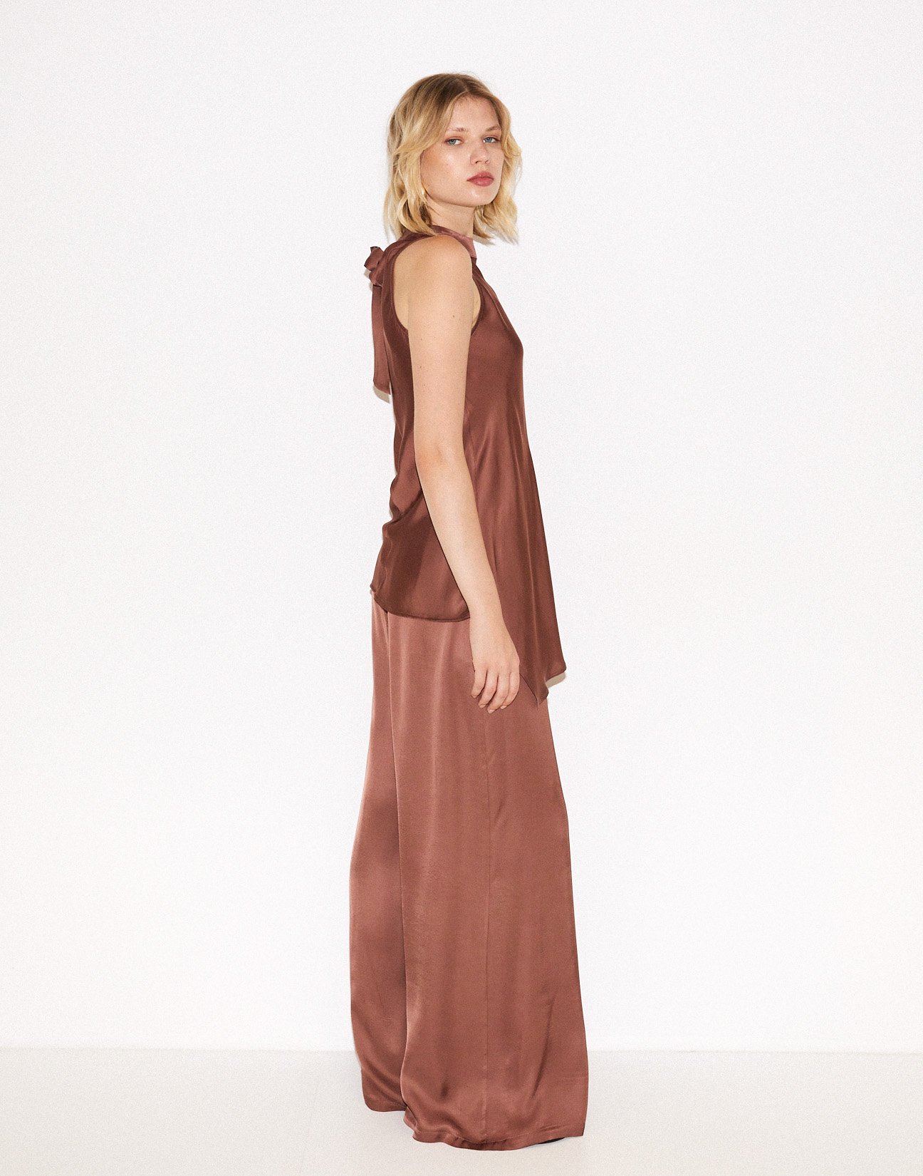 Satin top with tie