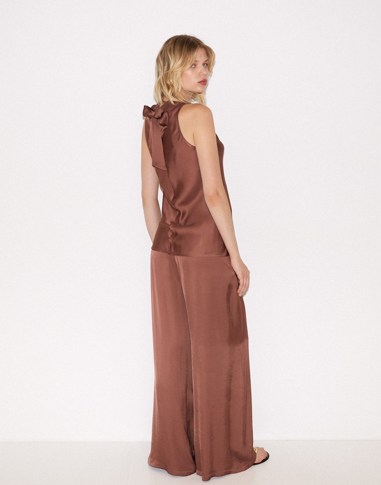Satin top with tie
