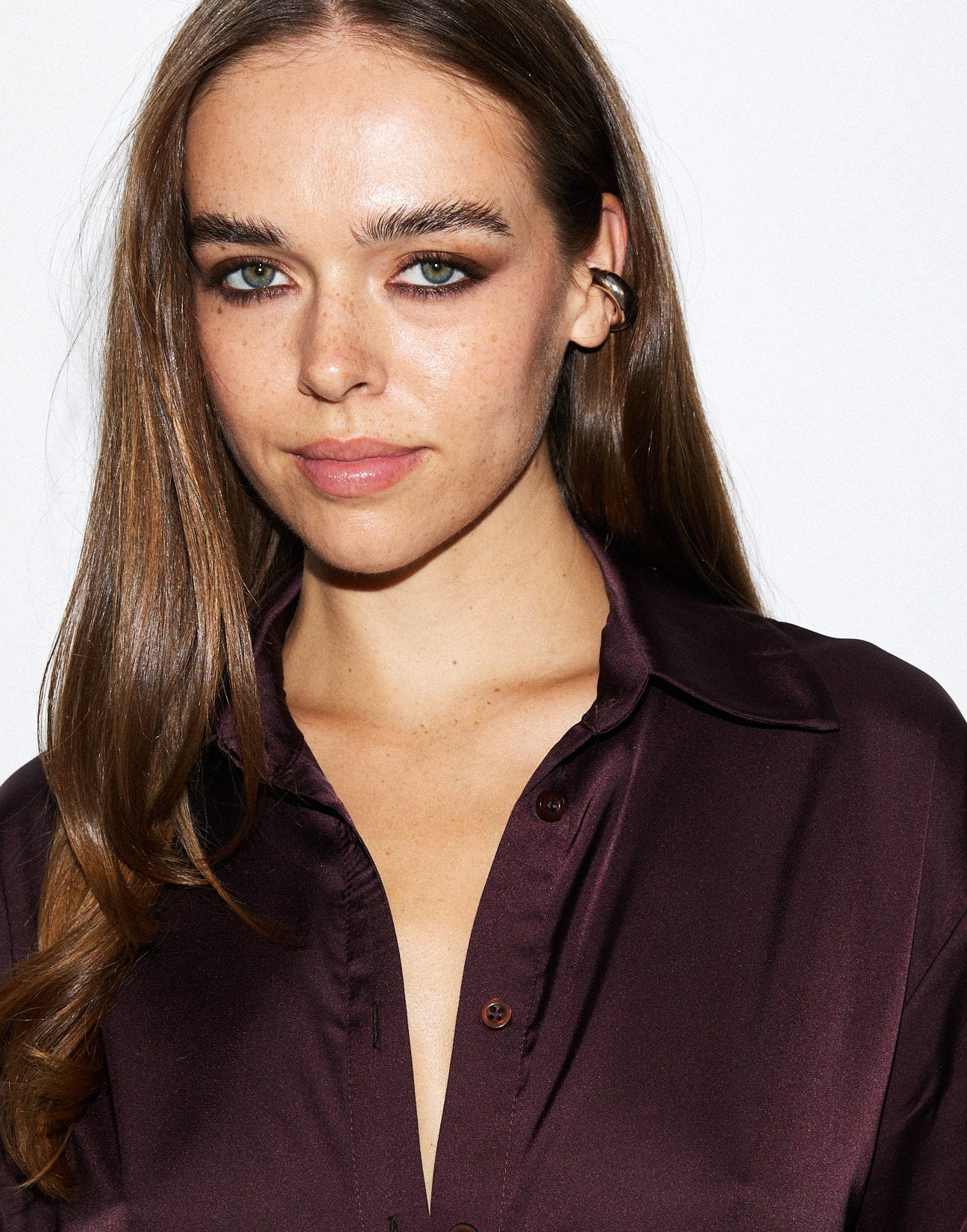 Oversized satin shirt